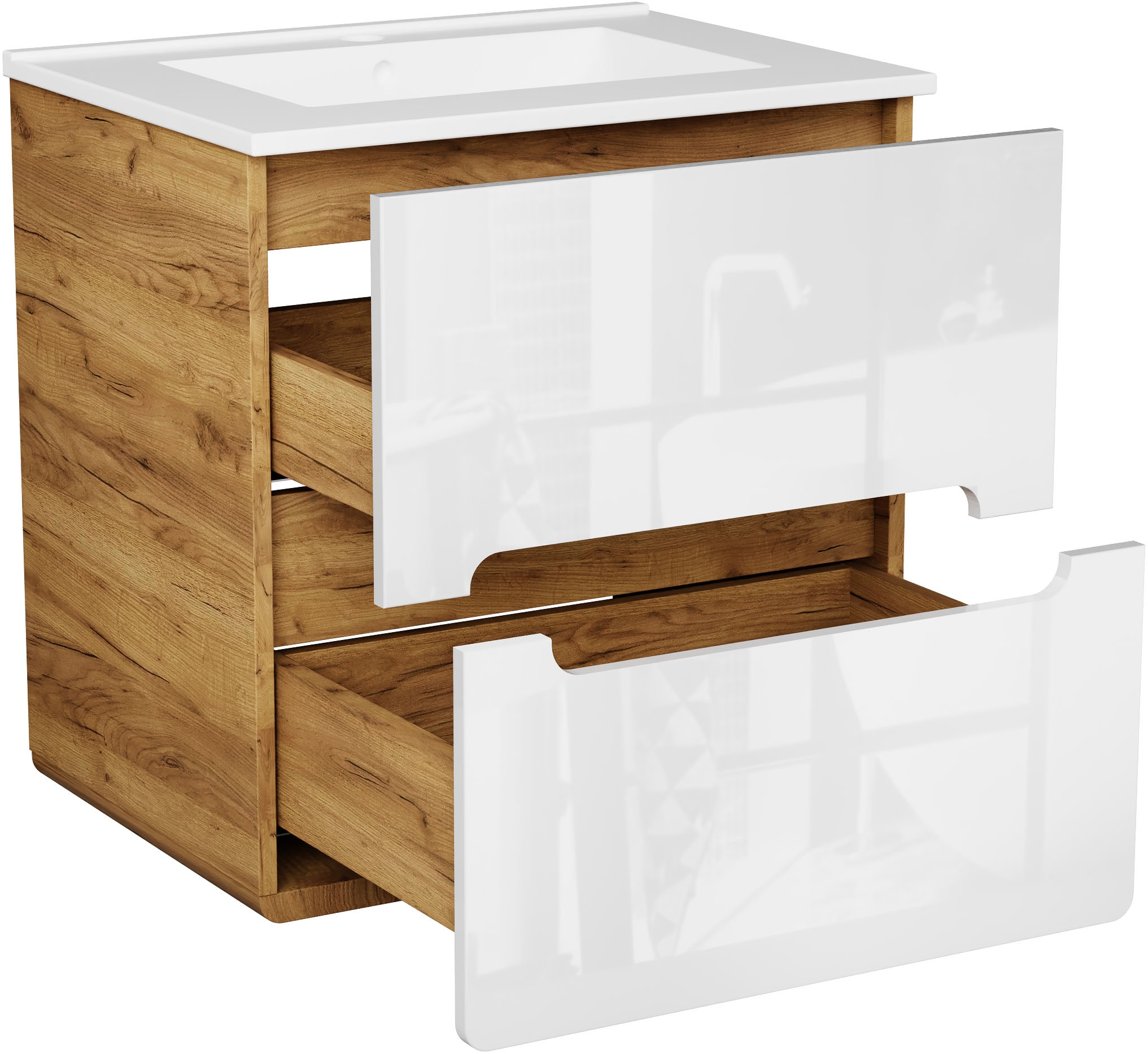 welltime Waschtisch »Lupo«, Badschrank mit Waschbecken,Soft Close,in verschiedenen Breiten (60,80)