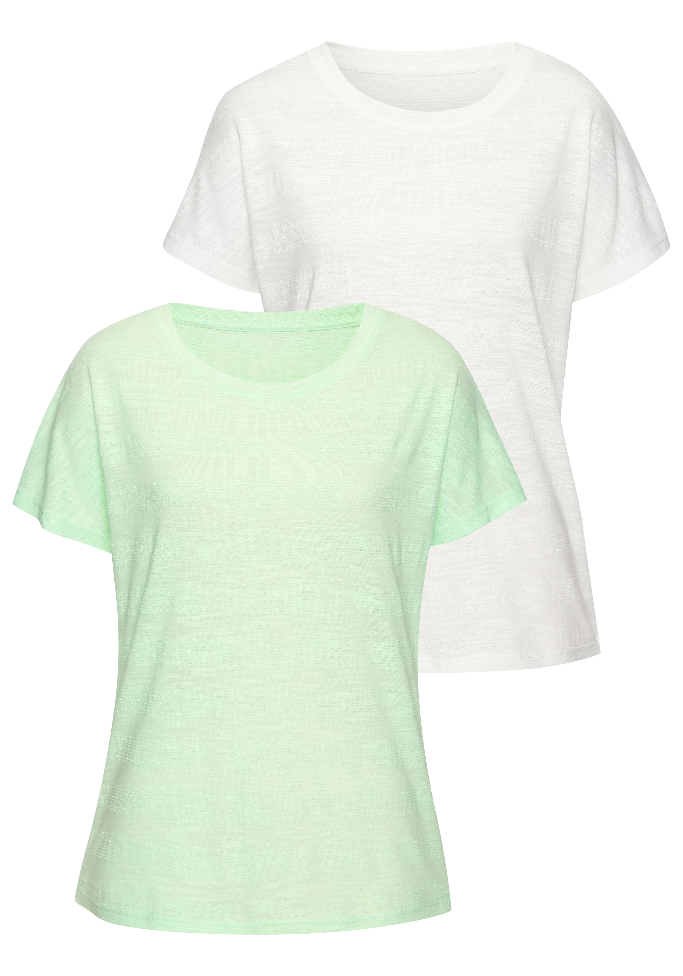 Vivance T-Shirt "mit modischer Strukturoptik", (2er-Pack), aus pflegeleicht günstig online kaufen