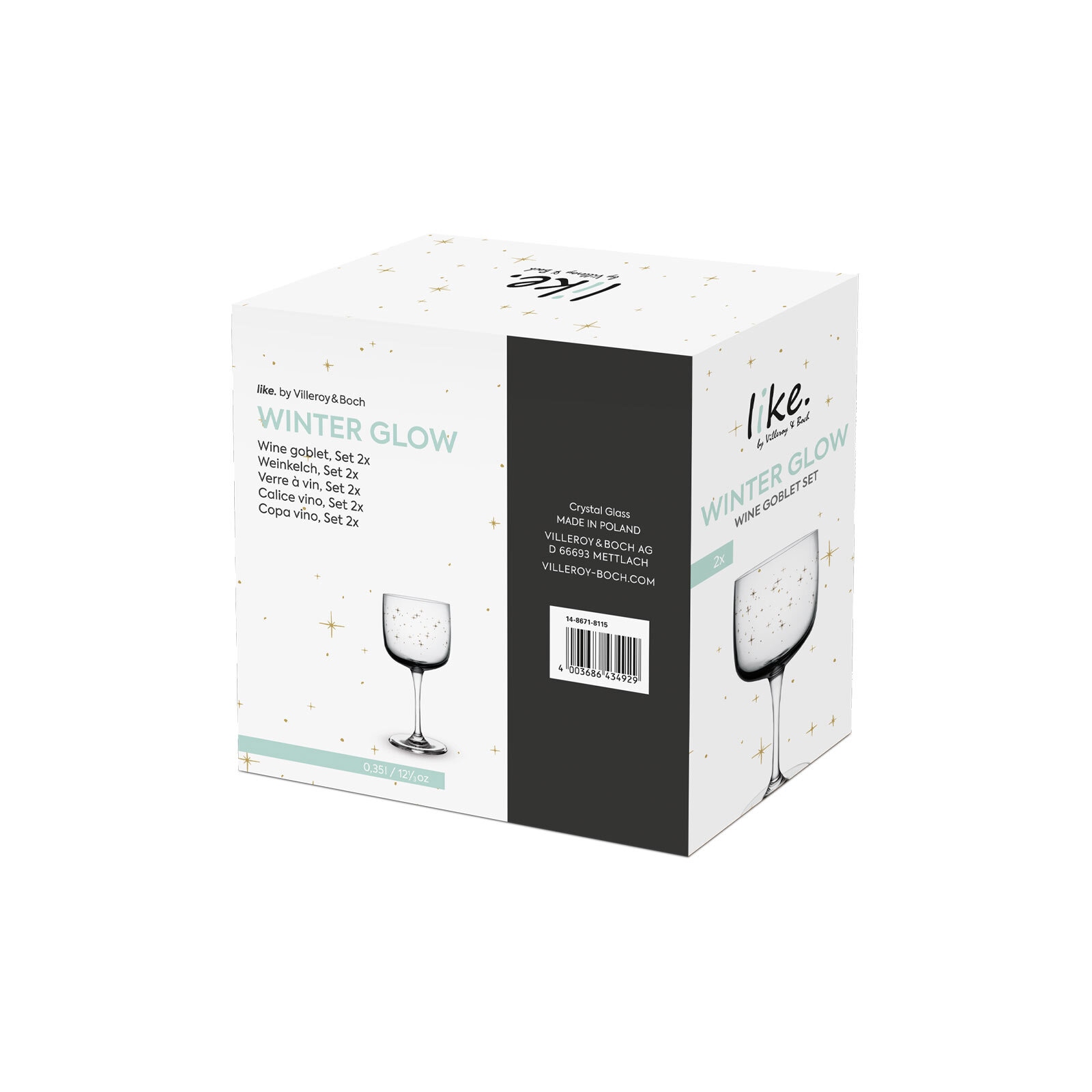 like. by Villeroy & Boch Weißweinglas »Weinkelche Winter Glow 270 ml 2er Set grau«