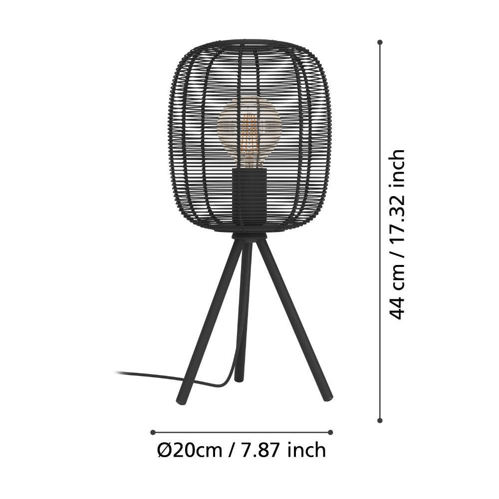 EGLO Tischleuchte »RINROE«, 1 flammig, Leuchtmittel E27 | ohne Leuchtmittel, dreibeinige Nachttischlampe, Tischleuchte, Metall in Schwarz