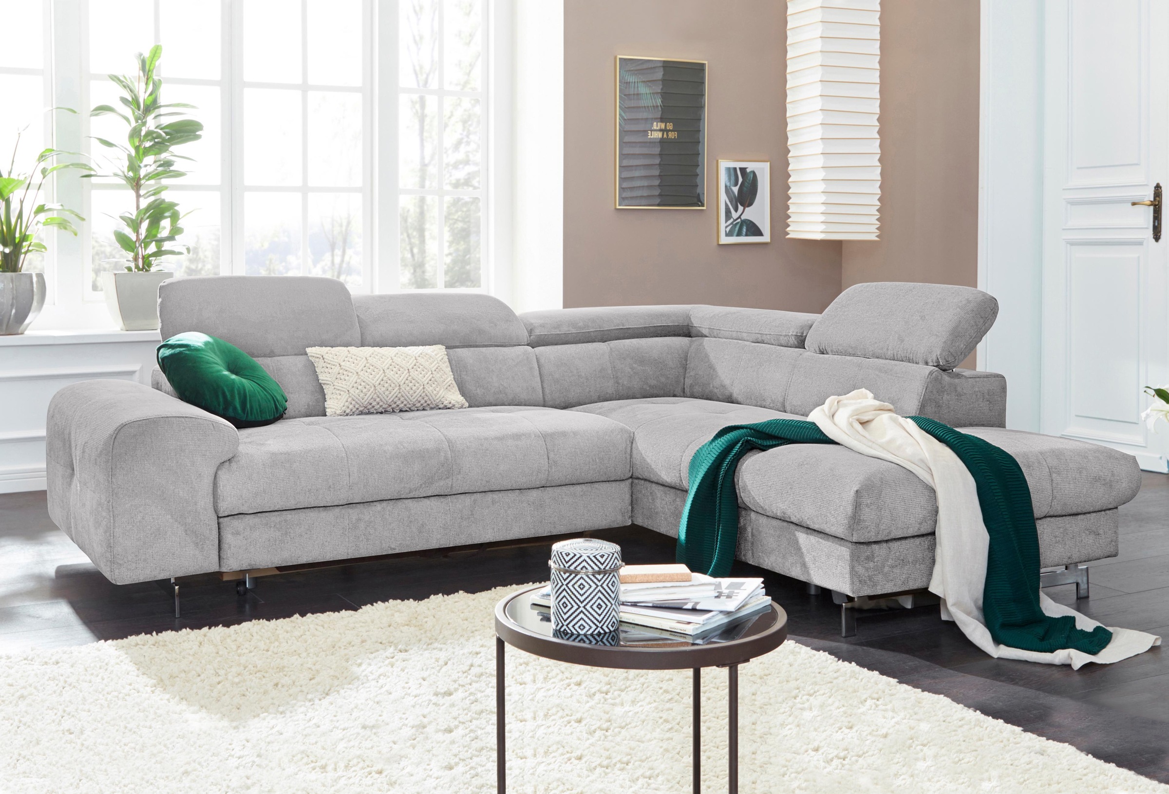 COTTA Ecksofa "Chef L-Form", mit Kopfteilverstellung, wahlweise mit Bettfun günstig online kaufen
