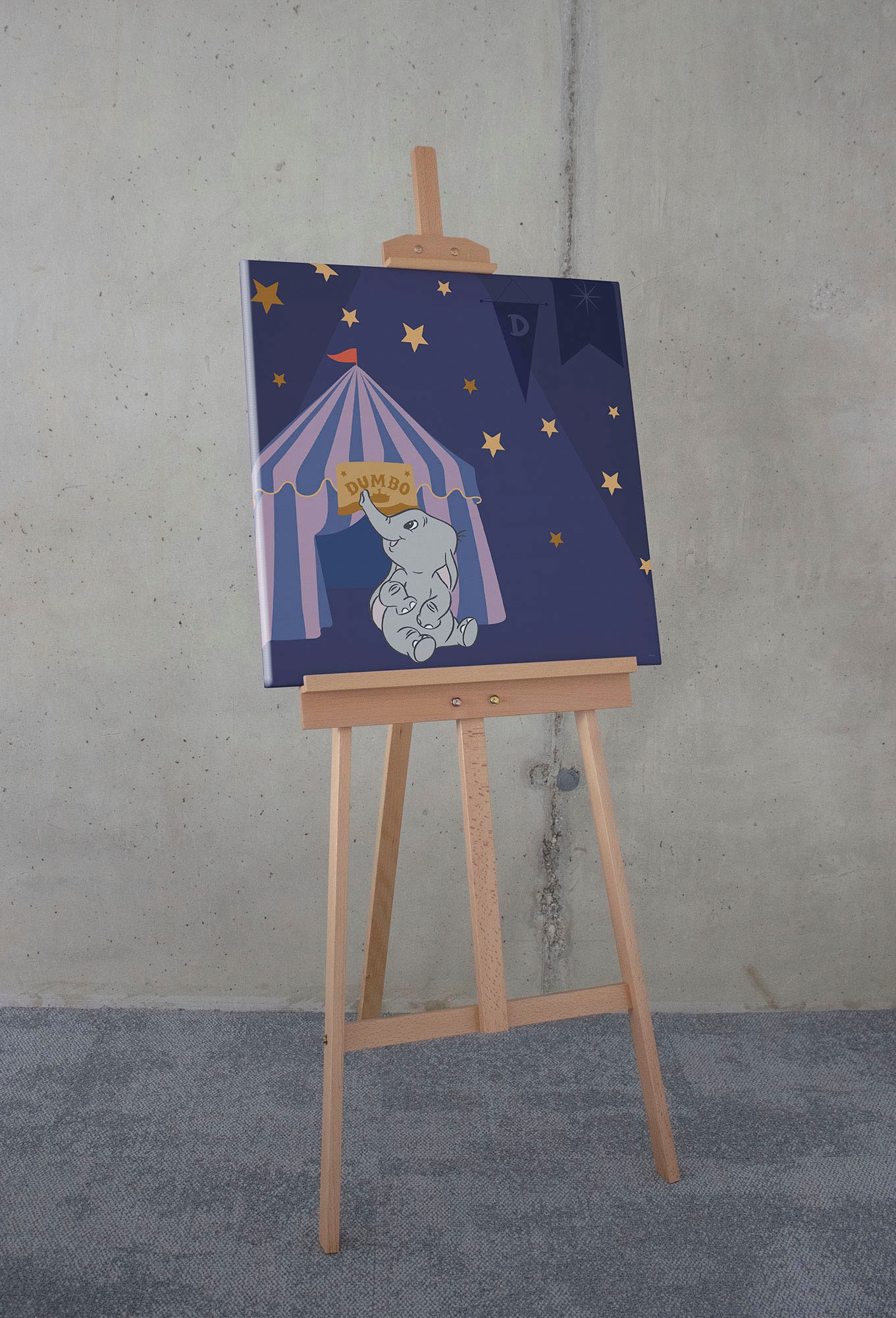 Leinwandbild »Keilrahmenbild - Starry Night with Dumbo - Größe 60 x 60 cm«, Disney, (1...