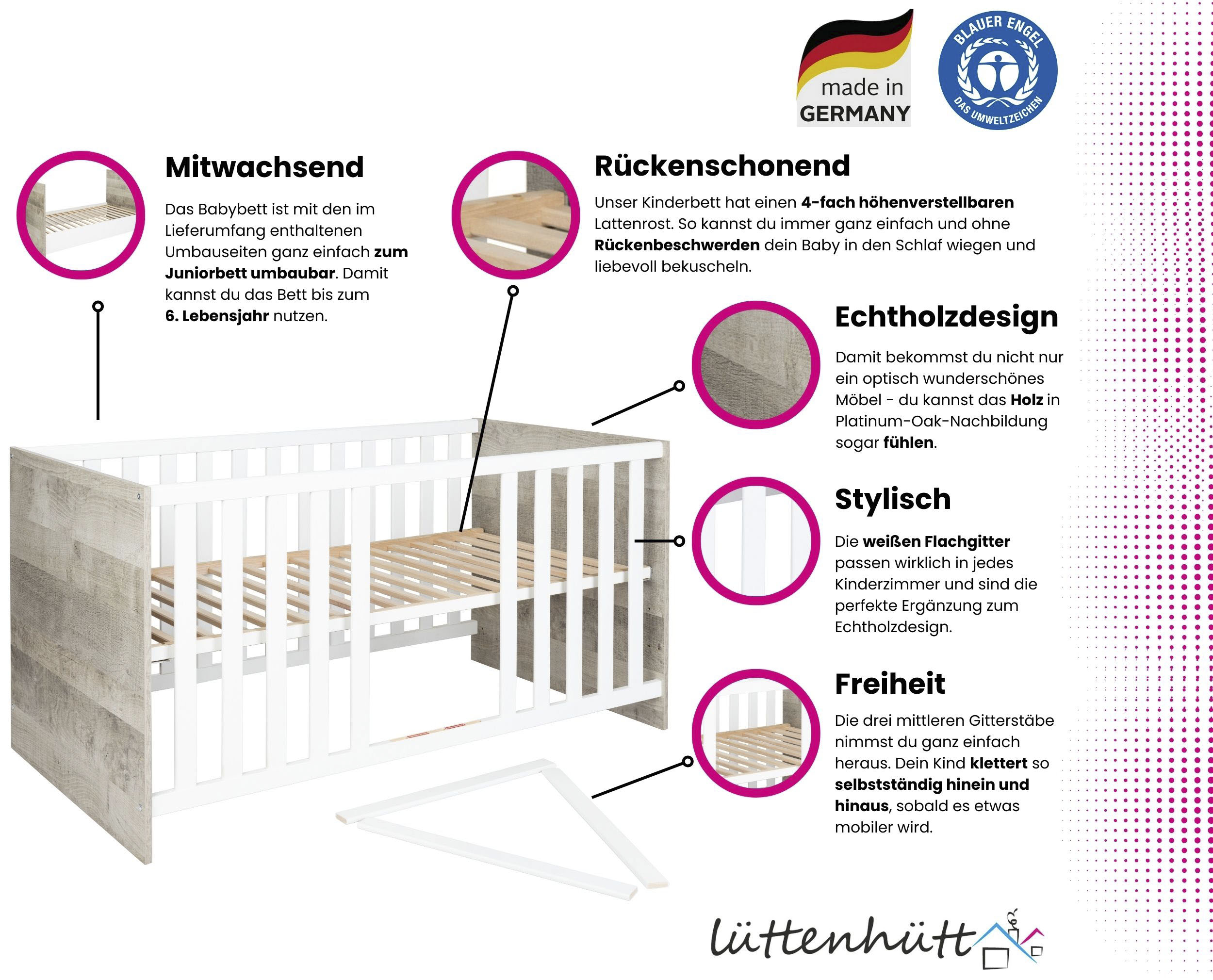 Thumbnail - Home affaire Kinderbett "Henning", (Set, Inklusive Satz Umbauseiten), 70 x 140 cm inkl. Umbauseiten