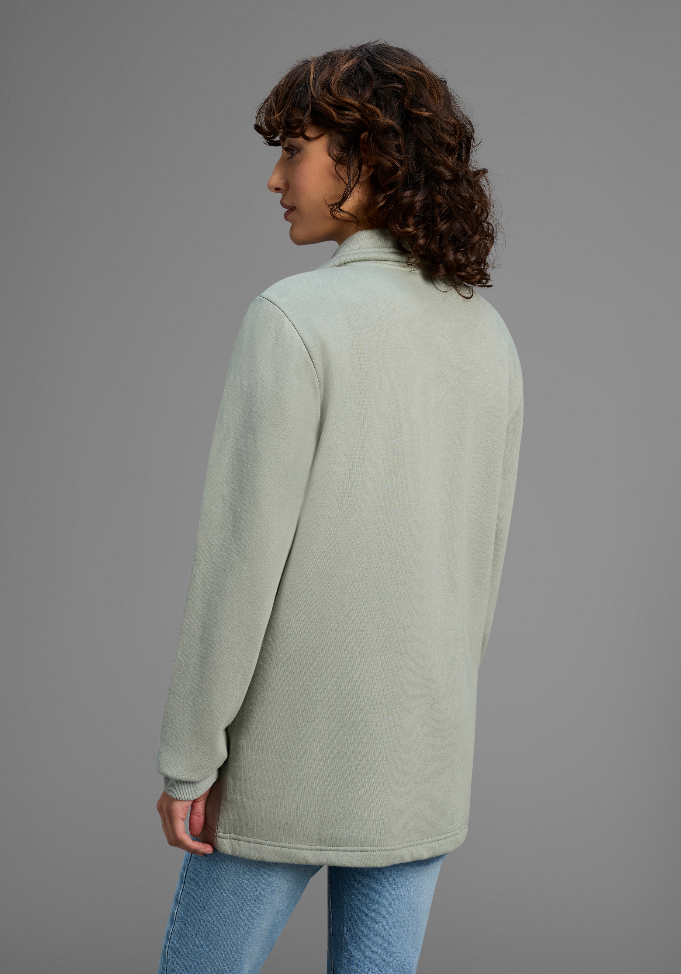 Laura Scott Sweatjacke, Weiche Baumwollmischung mit Stehkragen und Außentaschen