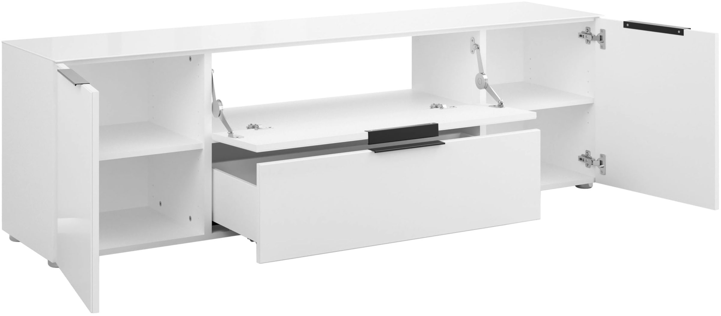 Manjana Möbel Lowboard »Lowboard mit Chrom oder Schwarz matten Metallgriffen«