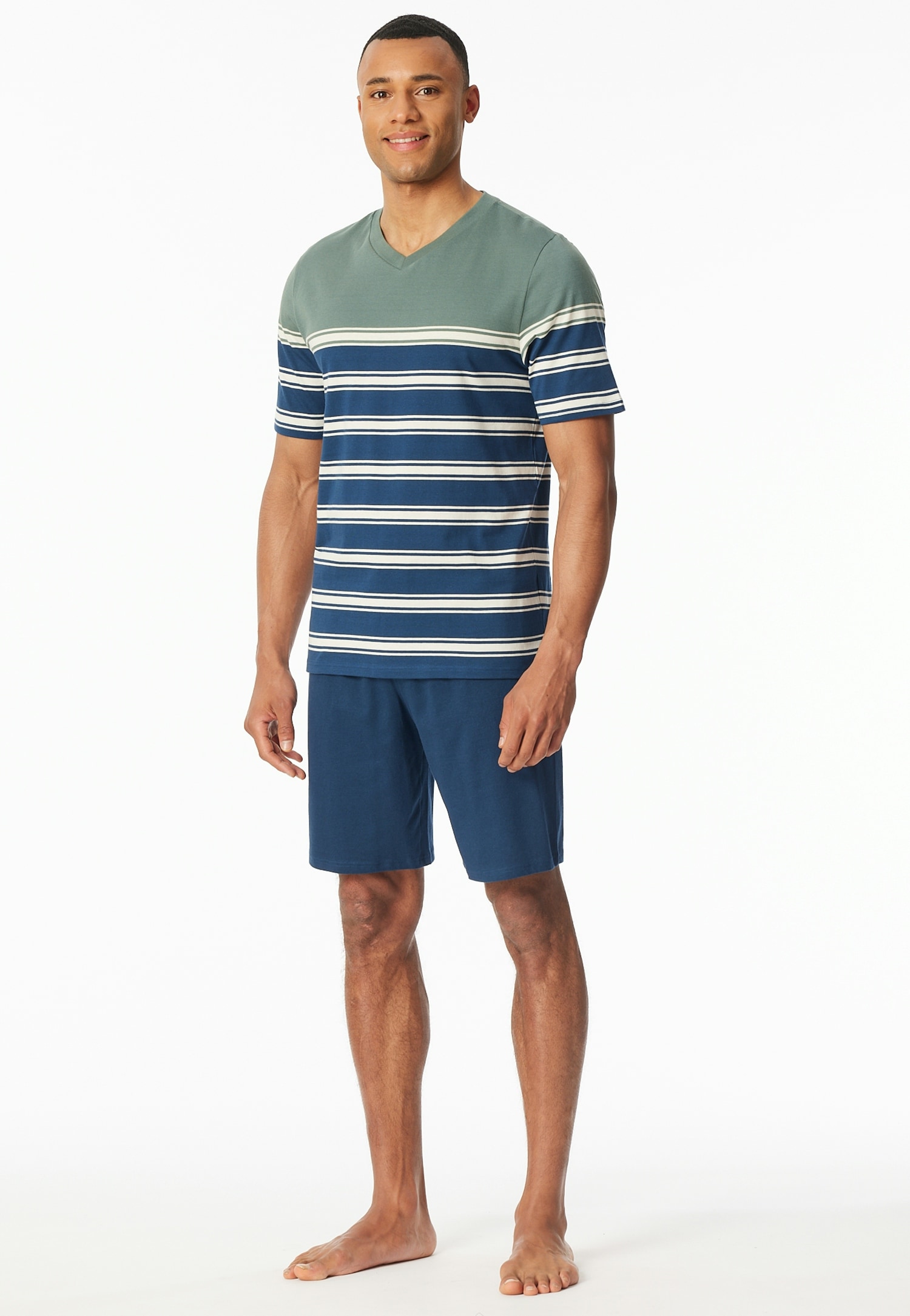 Schiesser Shorty "Casual Nightwear" 2 Stk. tlg., Shirt mit V-Ausschnitt und günstig online kaufen