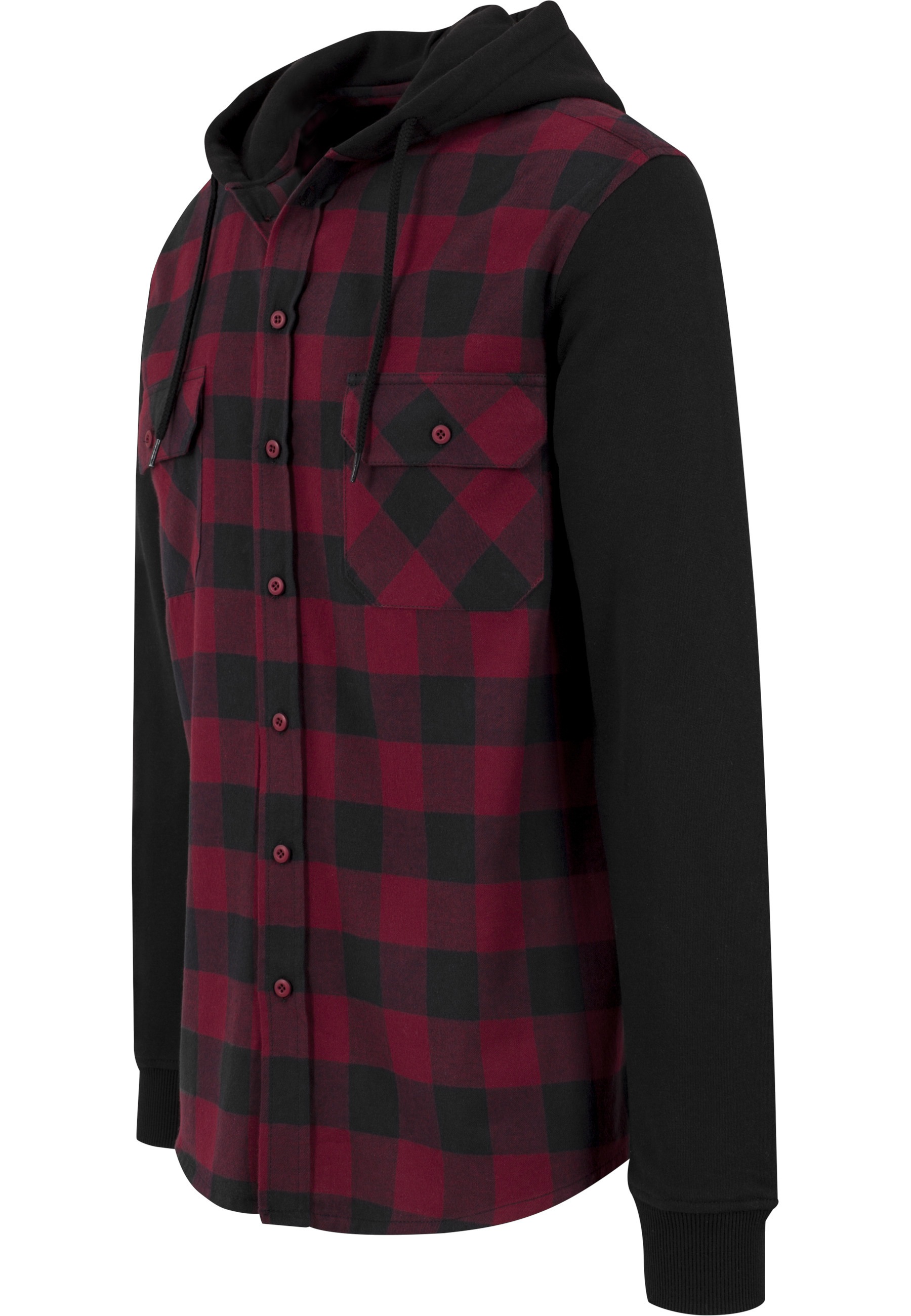 Thumbnail - URBAN CLASSICS Langarm-Poloshirt "Urban Classics Herren Hooded Checked Flanell Sweat Sleeve Shirt" 1 Stk.