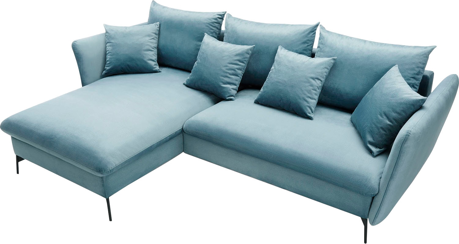 andas Ecksofa »LIVORNO,258 cm, L-Form,«, Schlaffunktion u. Bettkasten (139/224cm), Samt, Struktur, Webstoff