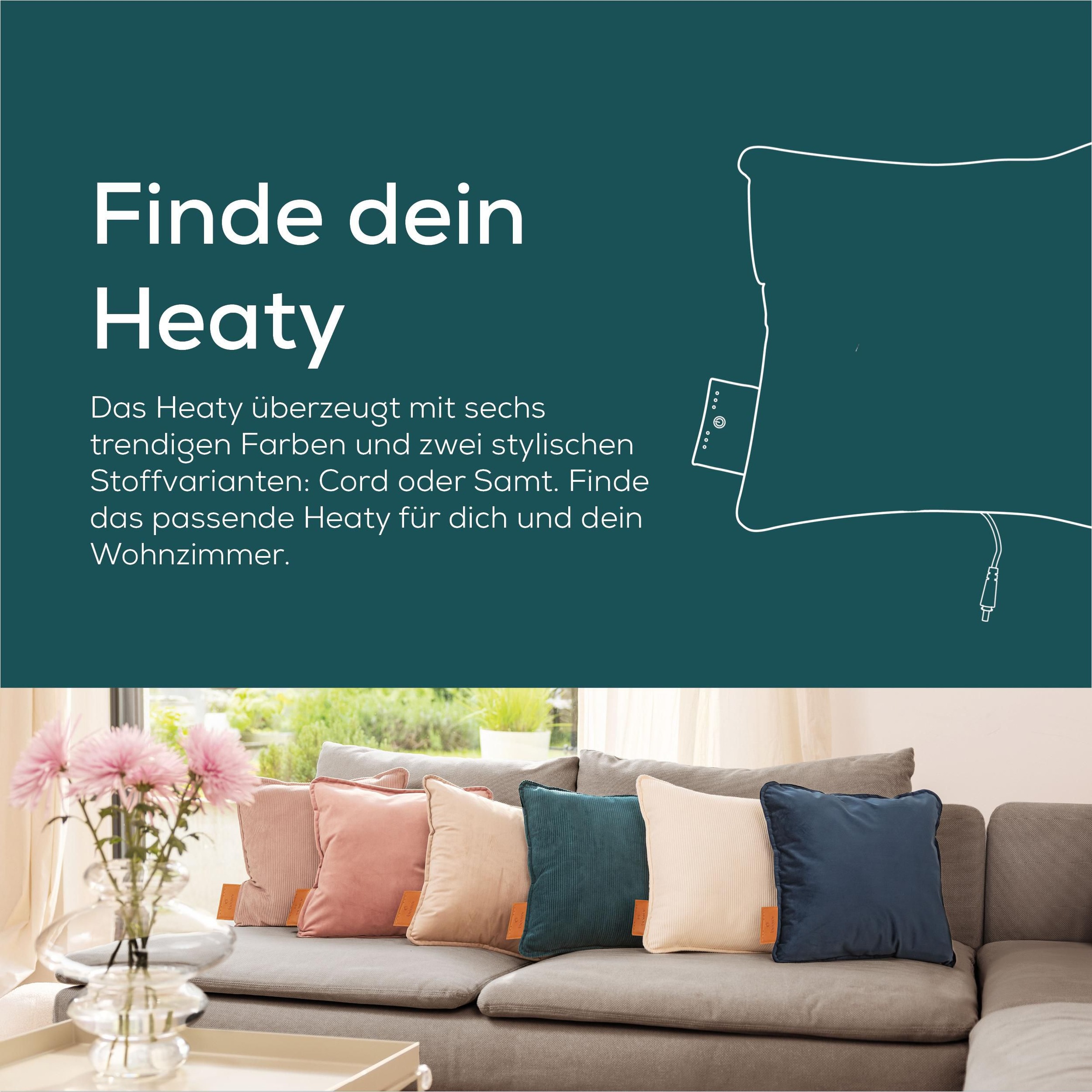 BEURER Heizkissen »HK 77 Heaty, kabellos« Stylisches Design mit modernem Cordstoff, 3 Temperaturstufen, 45x45 cm