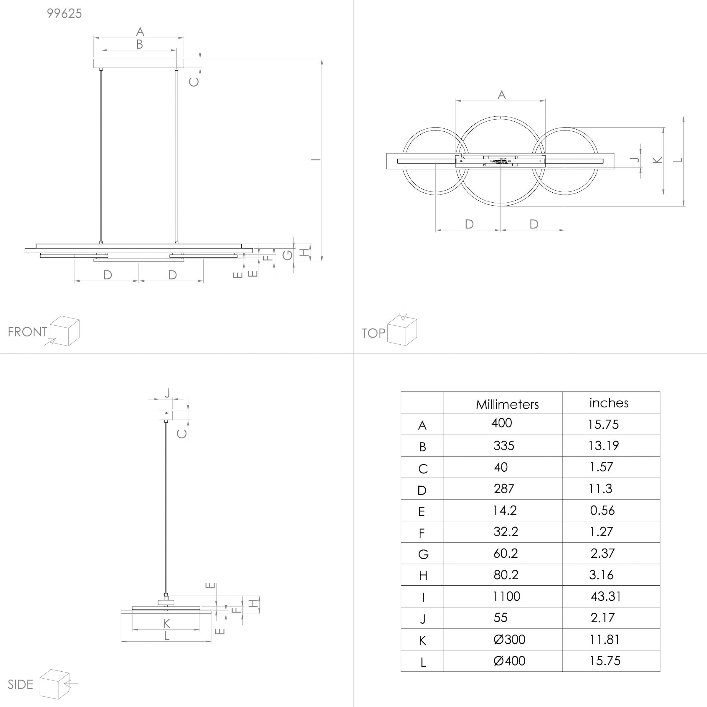 EGLO Hängeleuchte »BOYAL Pendellampe - Stahl, Holz - LED;LED - 2X12,5W;1X15,5W - IP20« LED-Modul 1 Stk. Warmweiß Hängelampe, Deckenlampe, Wohnzimmer, Esszimmer, L101 x B40 x H110 cm