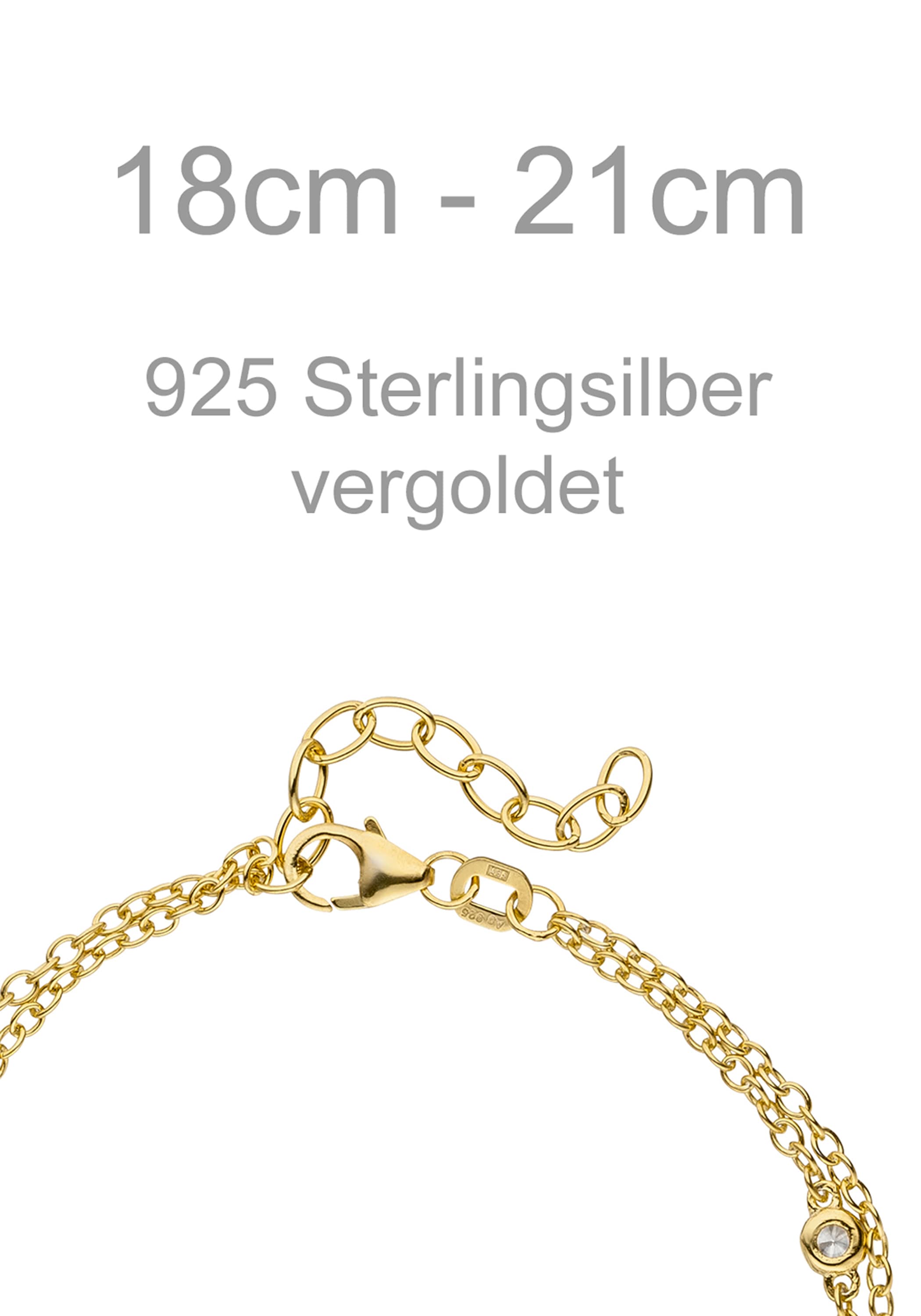 JOBO Armband 2-reihig 925 Silber vergoldet mit Zirkonia 21 cm