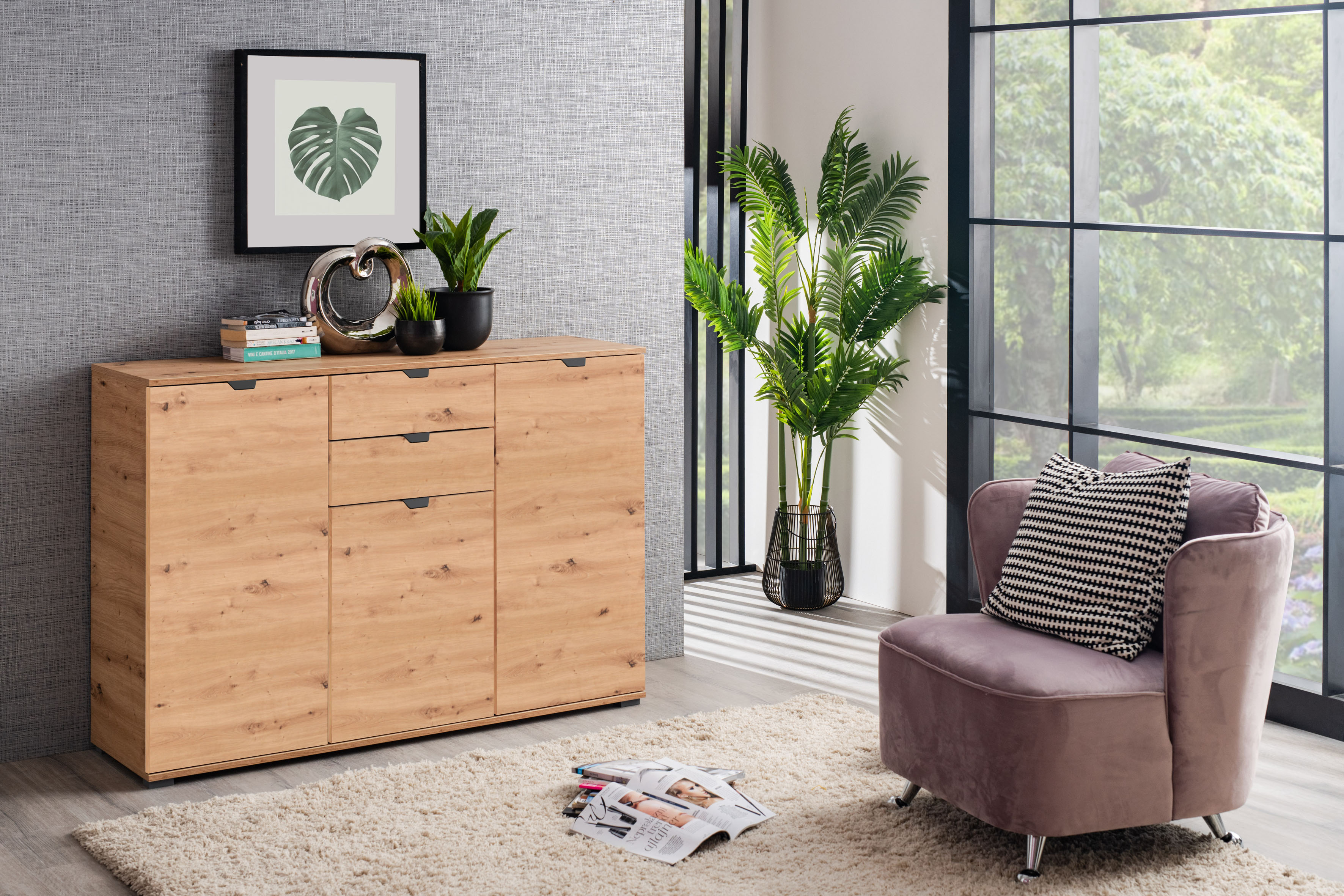Home affaire Sideboard "Duero" Kommode mit 2 Schubkästen, Breite 135 cm