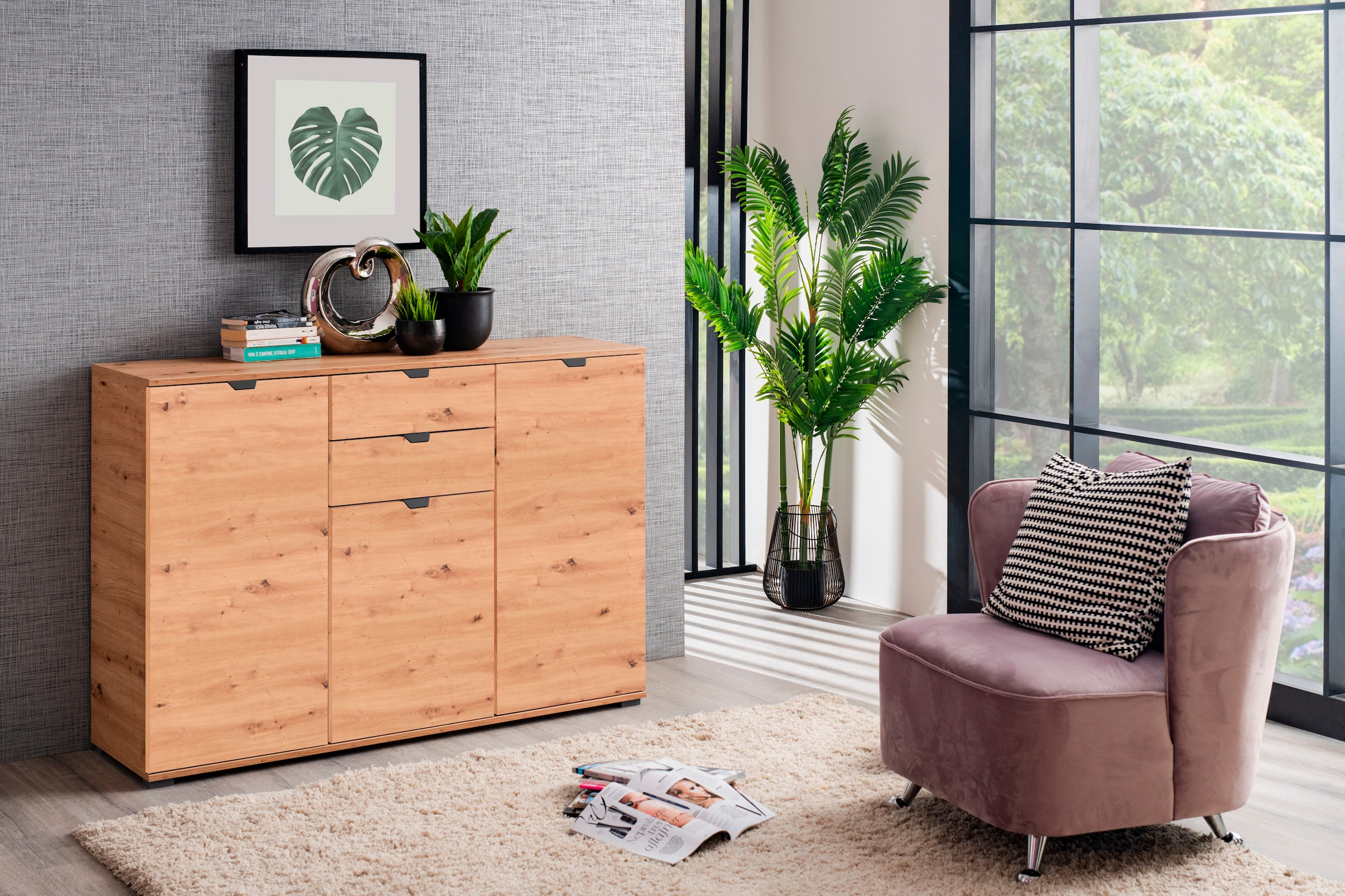 INOSIGN Sideboard "Duero", Kommode mit 2 Schubkästen, Breite 135 cm