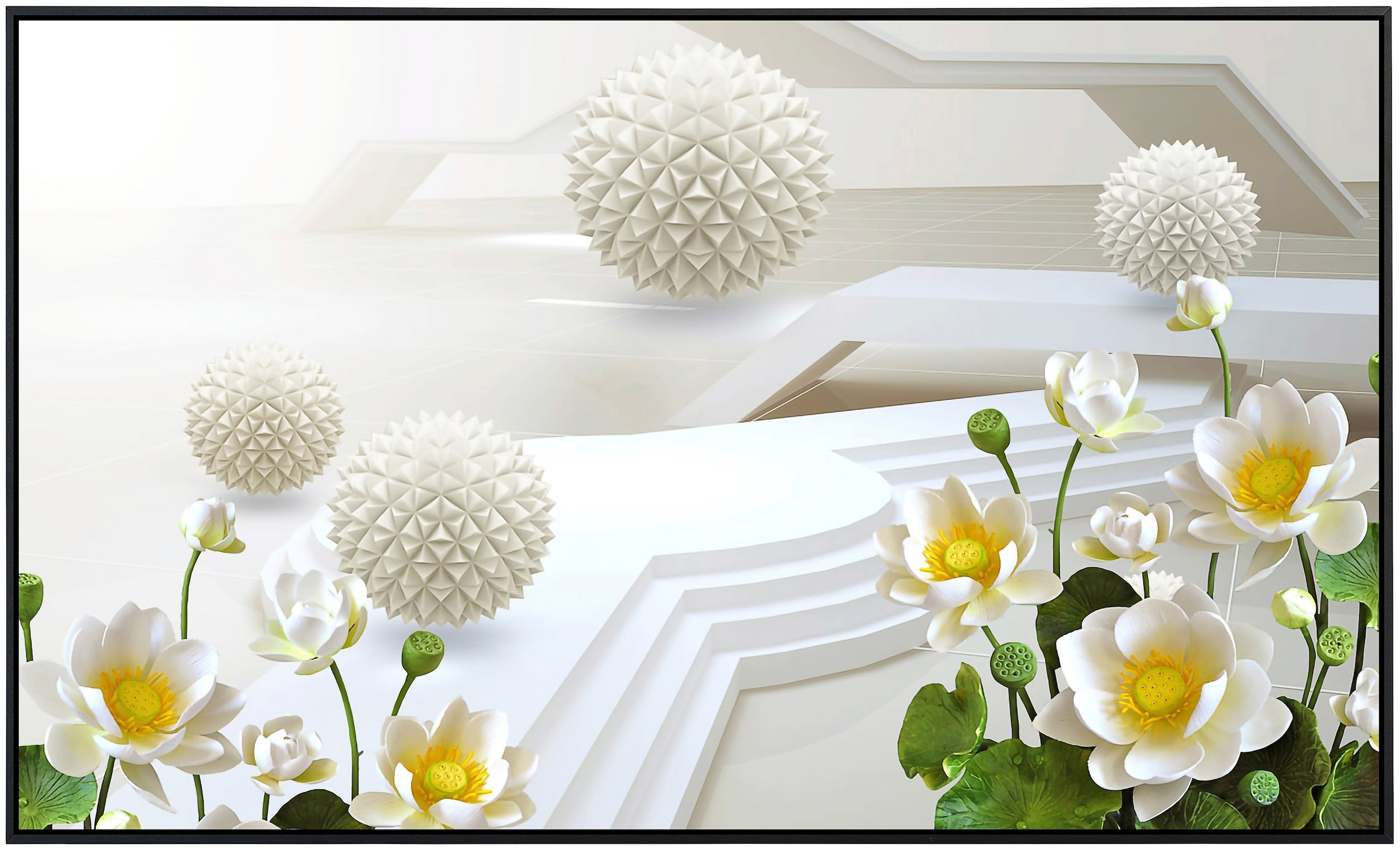 Papermoon Infrarotheizung »Abstrakt 3D Effekt mit Blumen«, sehr angenehme Strahlungswärme