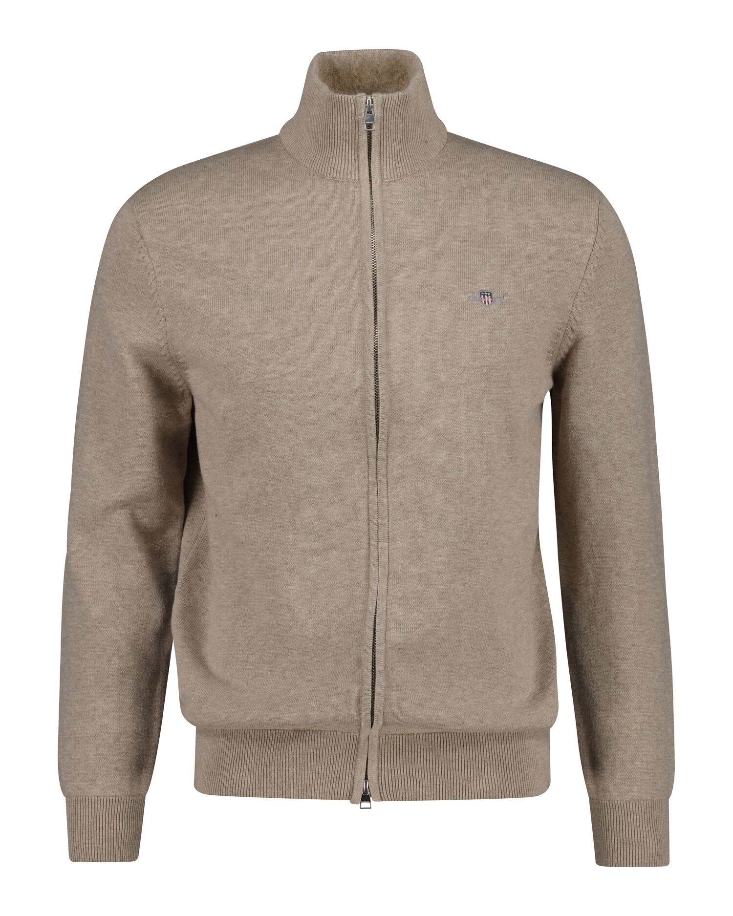Gant Cardigan "CASUAL COTTON ZIP CARDIGAN", Mit Rippbündchen an Stehkragen, günstig online kaufen