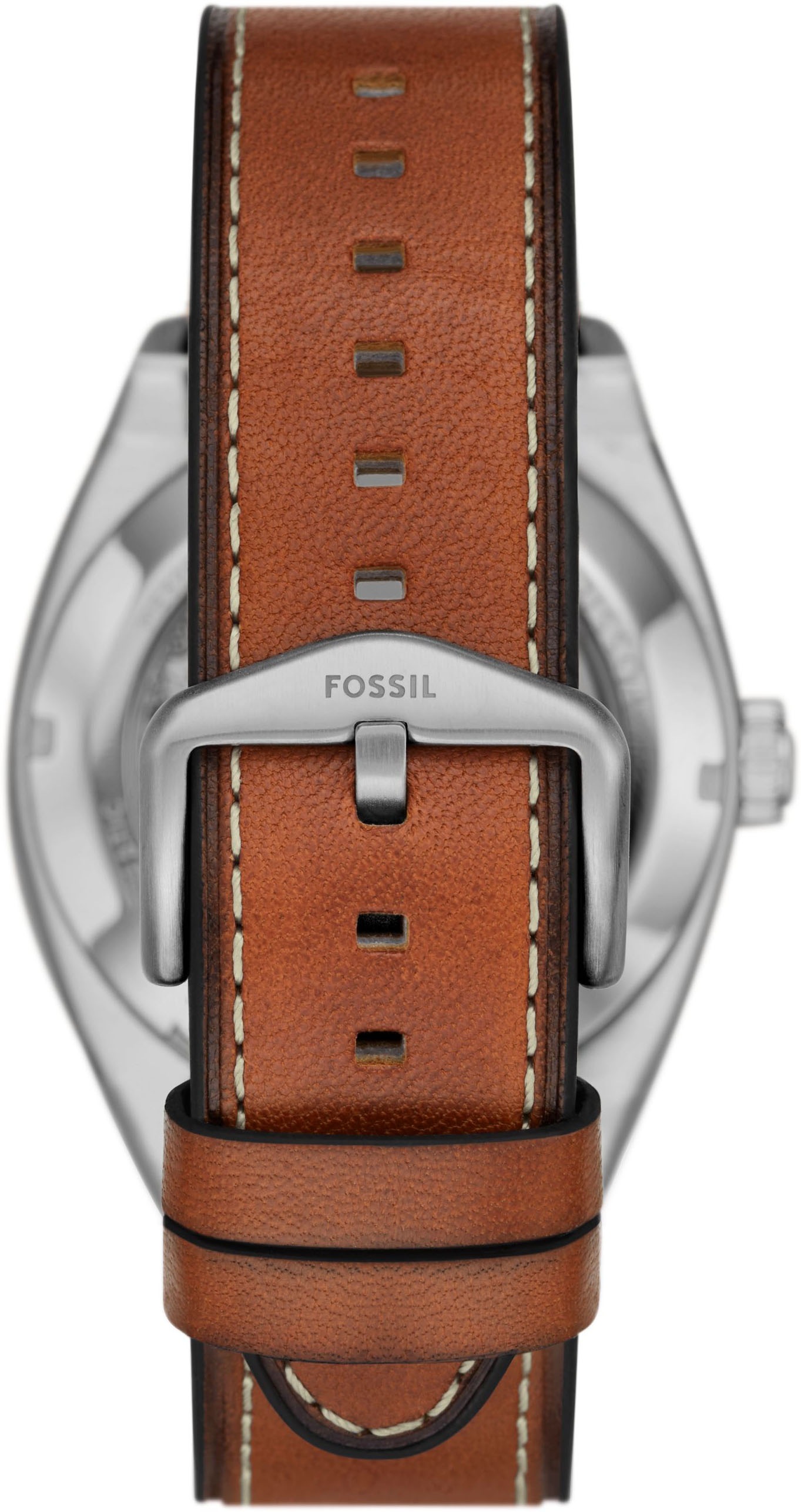 Fossil Automatikuhr »EVERETT«, Armbanduhr, Herrenuhr, Mechanische Uhr, Lederarmband, analog