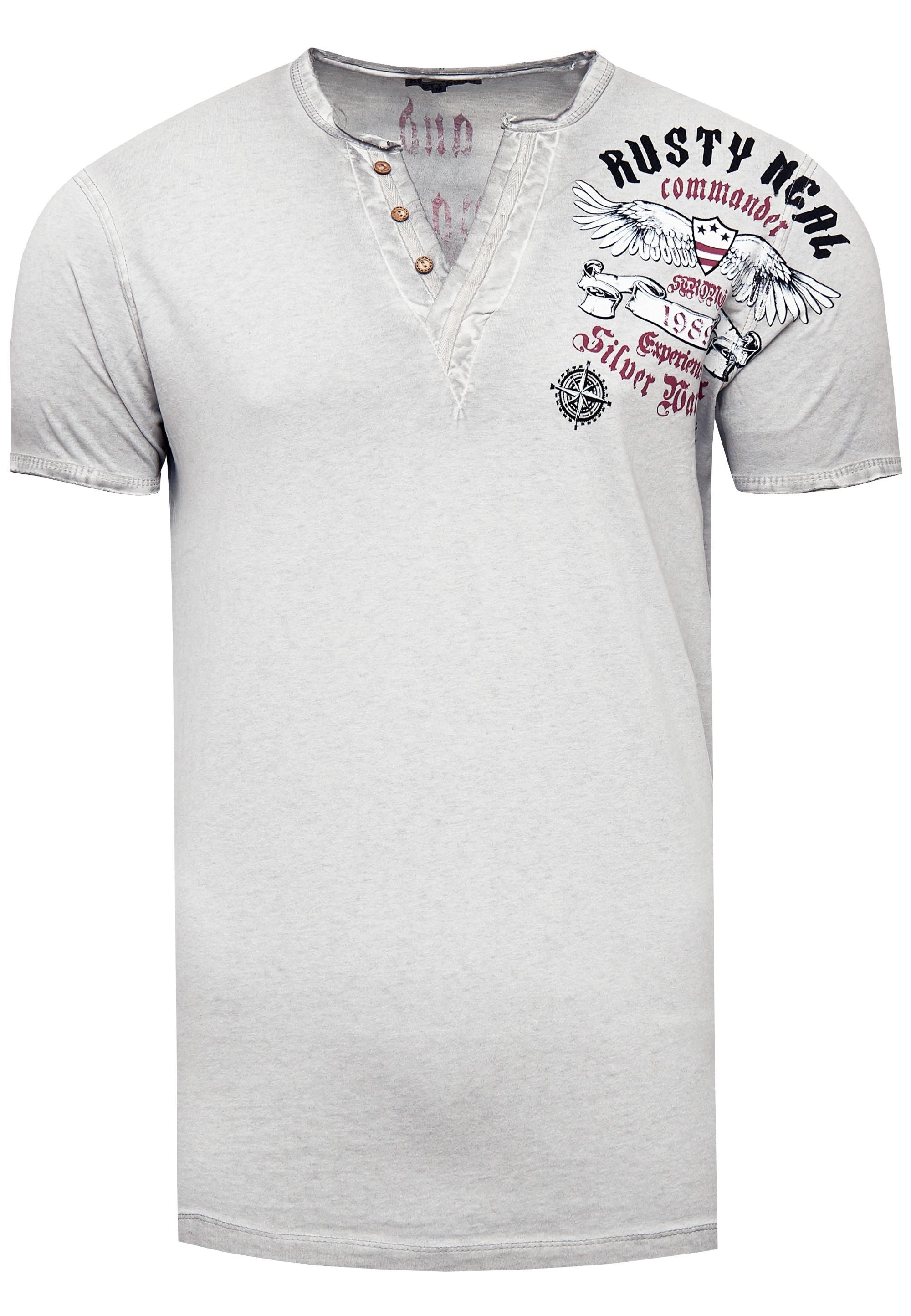 Rusty Neal T-Shirt, mit modischer Knopfleiste