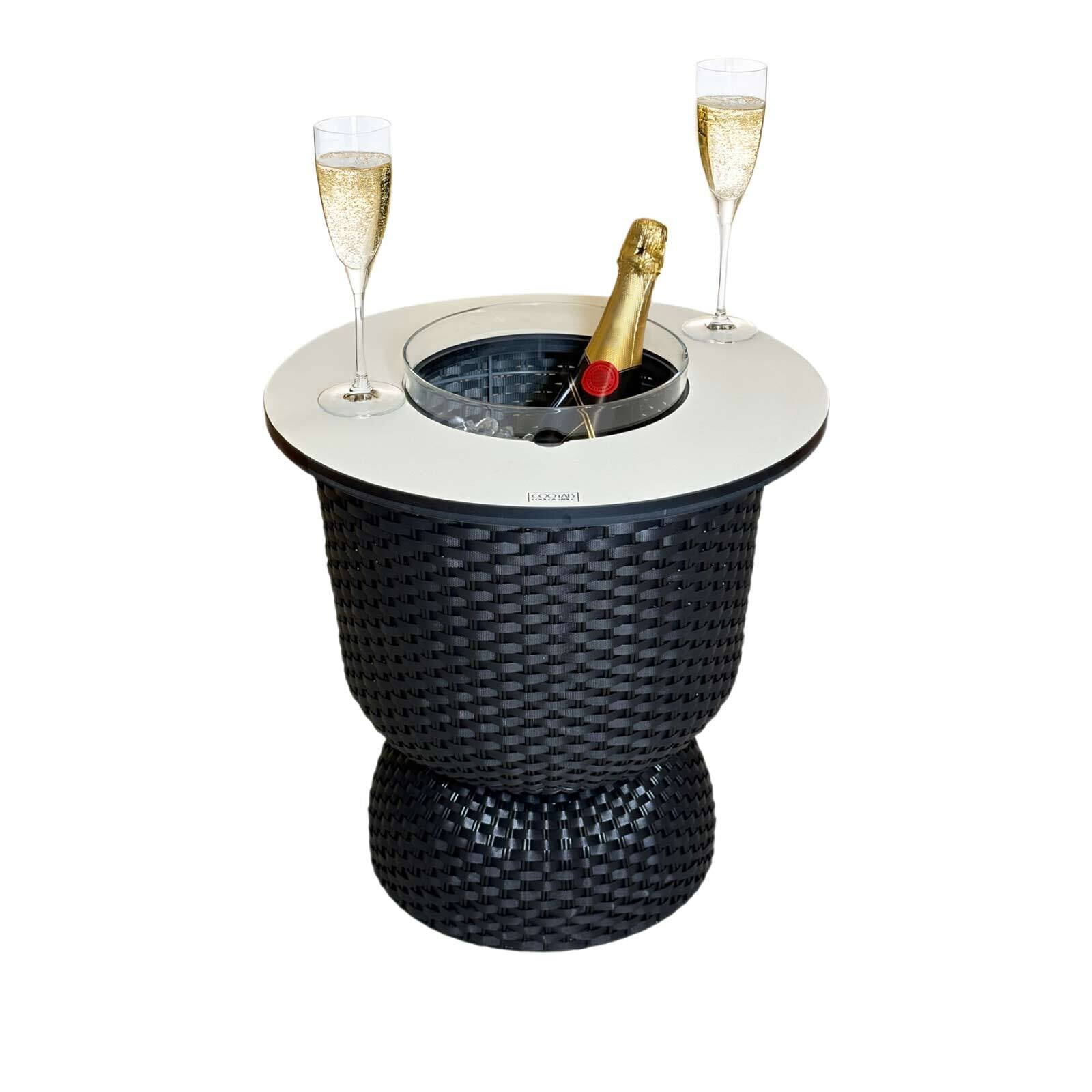 Beistelltisch COOTAB COOLER TABLE "3-in-1 Loungetisch mit Acryl-Kühler Paris 43 cm", schwarz (schwarz, champagner), B:41cm H:43cm T:41cm, Tische, Beistelltisch, Wetterfest, Pflegeleicht, Hitzebeständig