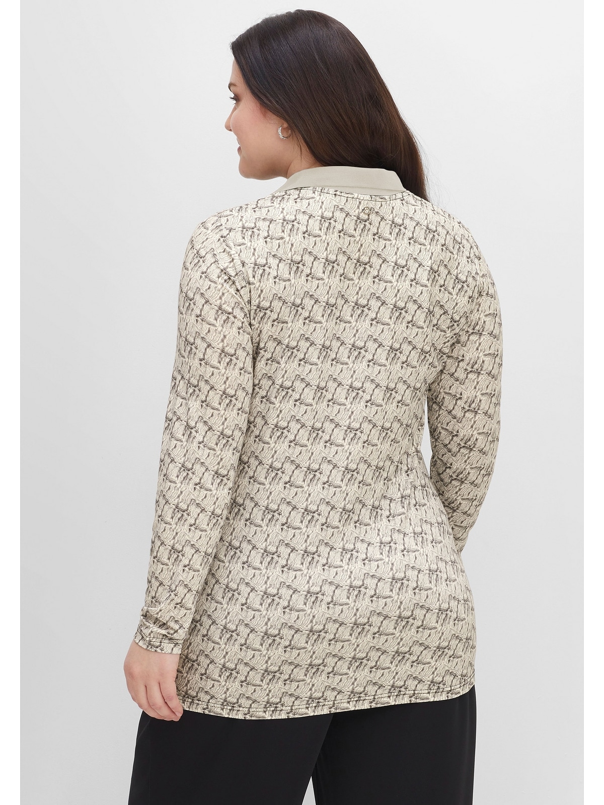 Sheego Langarmshirt »Große Größen«, mit Polokragen und Alloverprint für  kaufen | BAUR