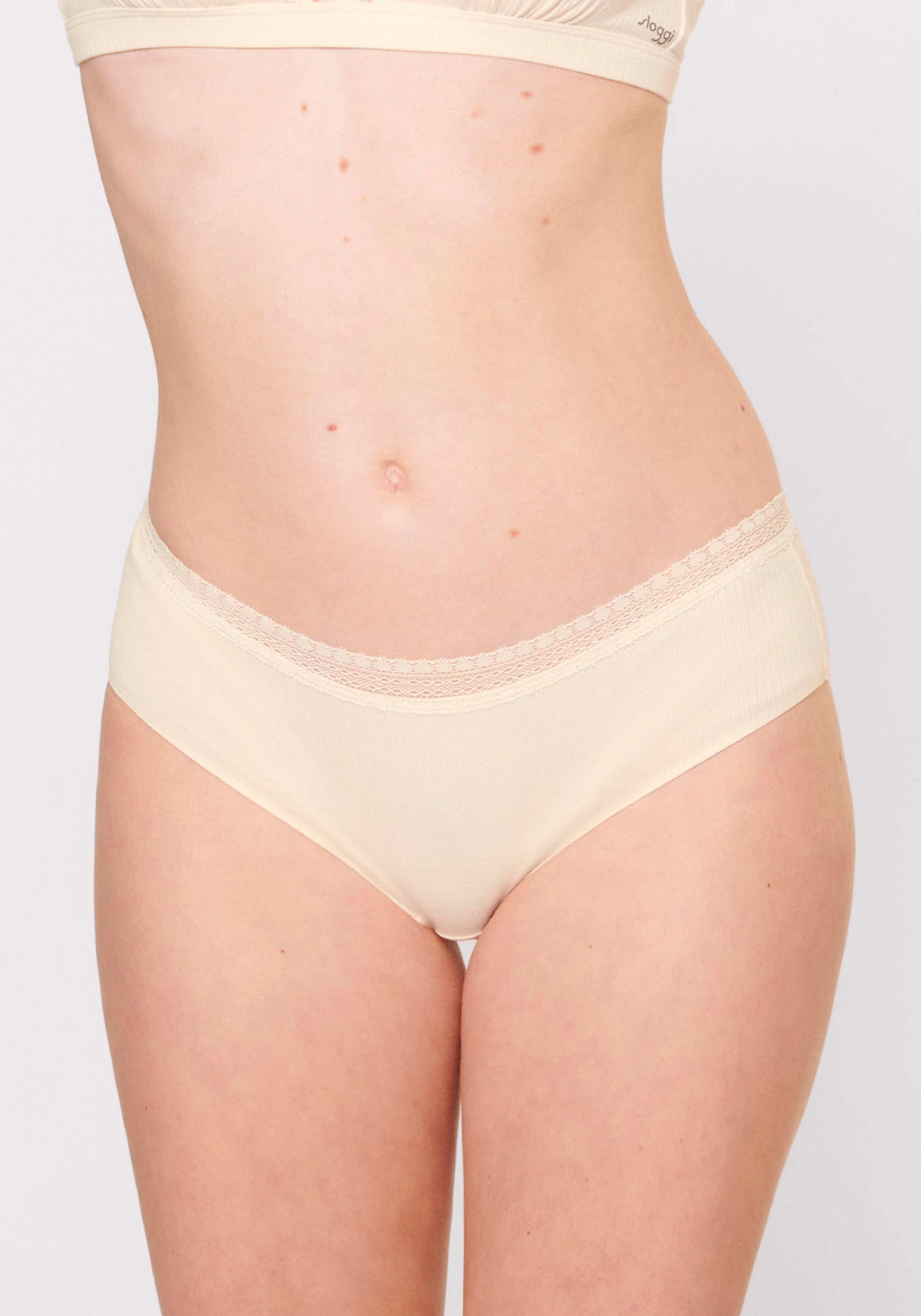 sloggi Hipster »GO Ribbed« 2er Pack,  Feinripp, Stretch-Spitze, Baumwollmix, bequem, elastisch, weich