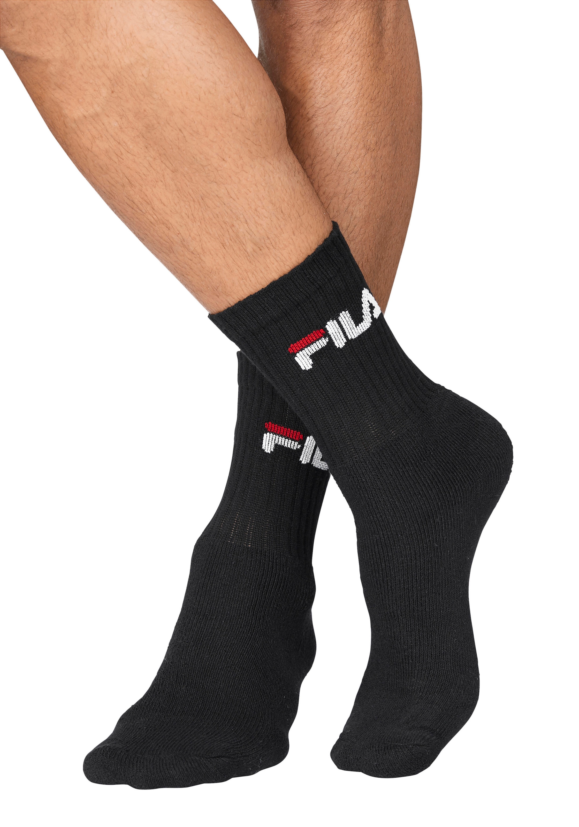 Fila Tennissocken »UNISEX CREW TENNIS FULL TERRY SOCKS«, (6 Paar), Sportsocken, flache Zehennaht