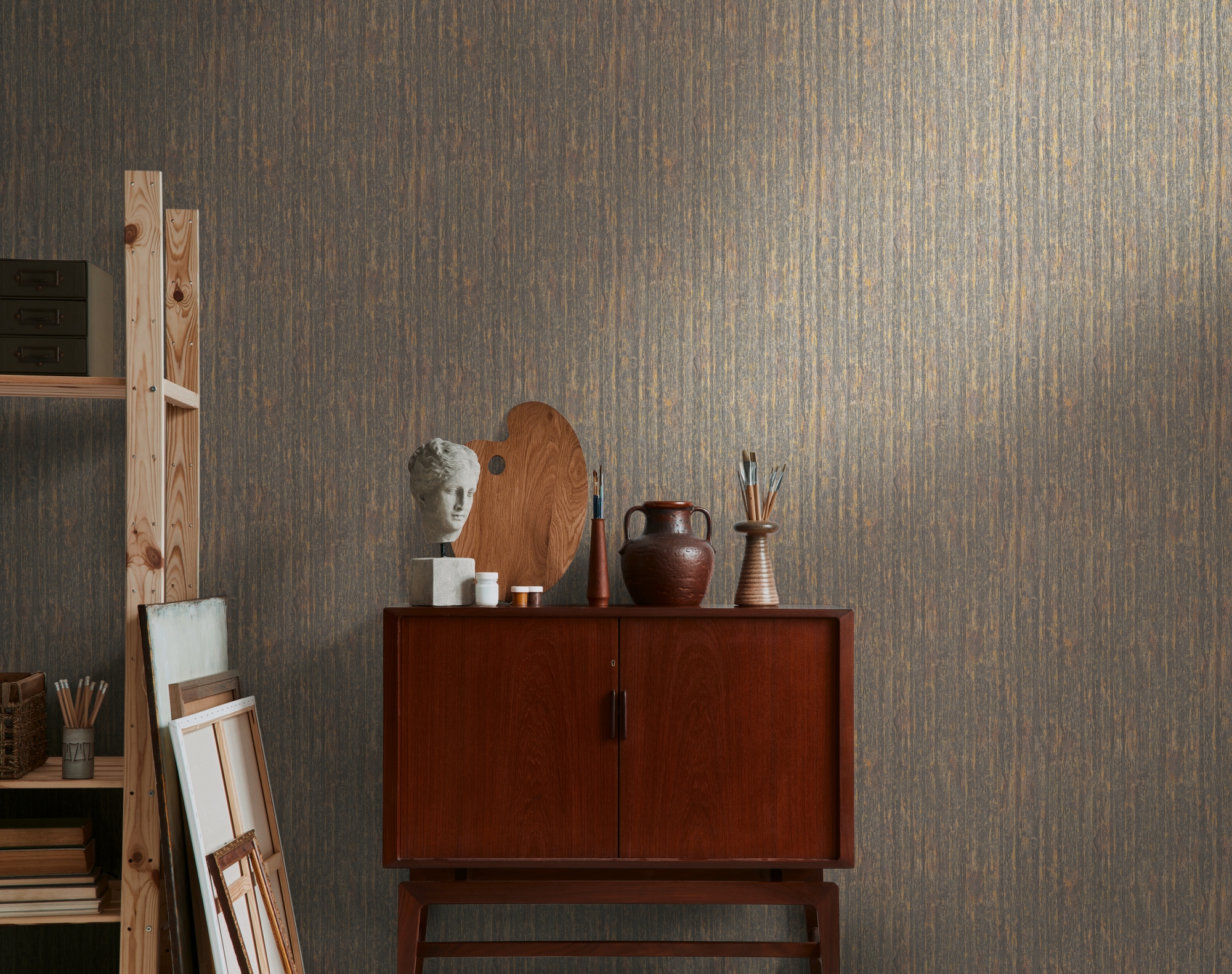 living walls Vliestapete »Smart Surfaces Holz-Optik Tapete Mustertapete Struktur-Optik Natur«, leicht glänzend, Vliestapete Metallic-Effekt für Schlafzimmer Küche Wohnzimmer Holz