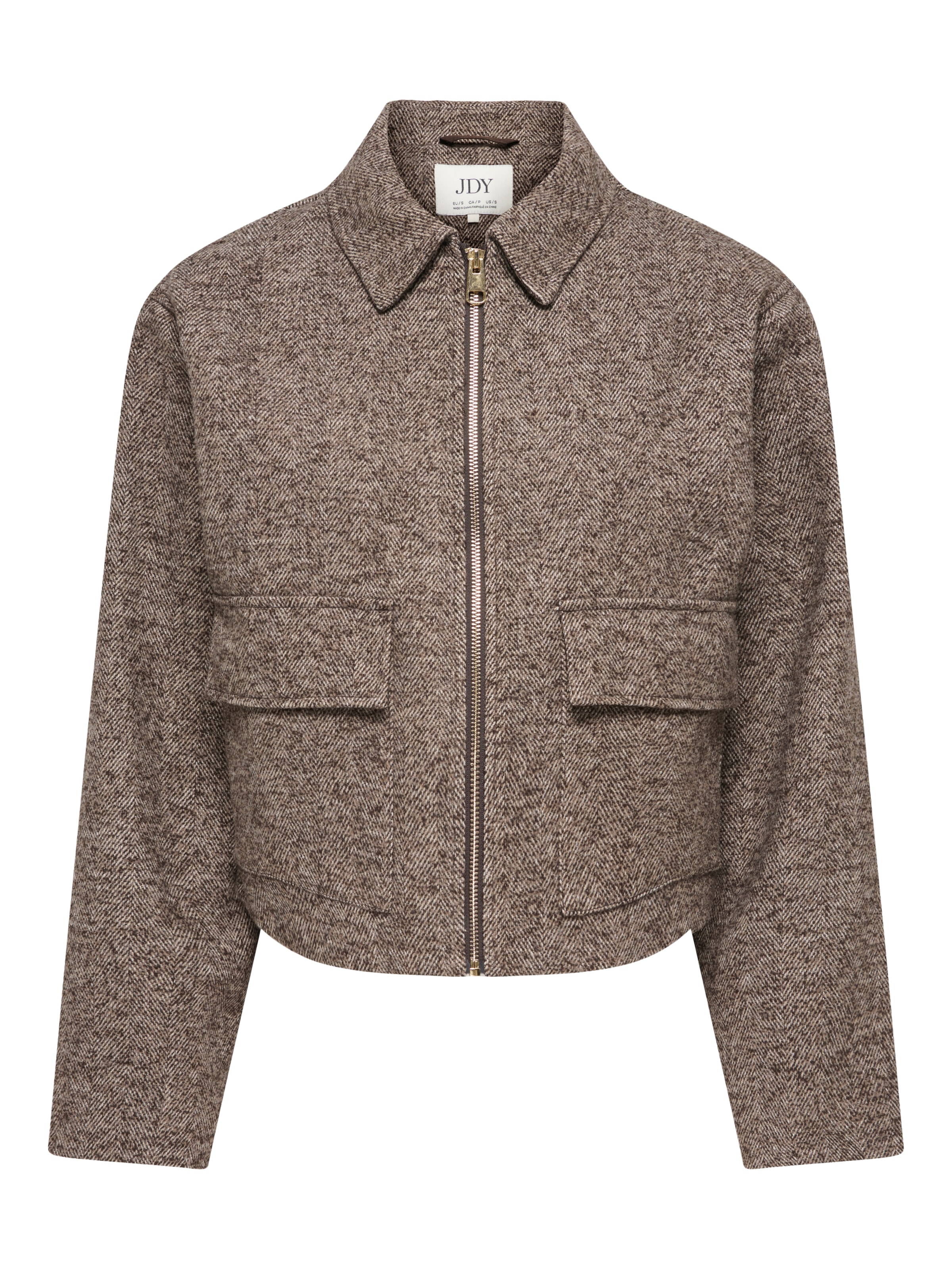 JDY Kurzjacke "JDYVINGA HERRINGBONE JACKET OTW YFM" Kunstfaser, Fischgratmuster