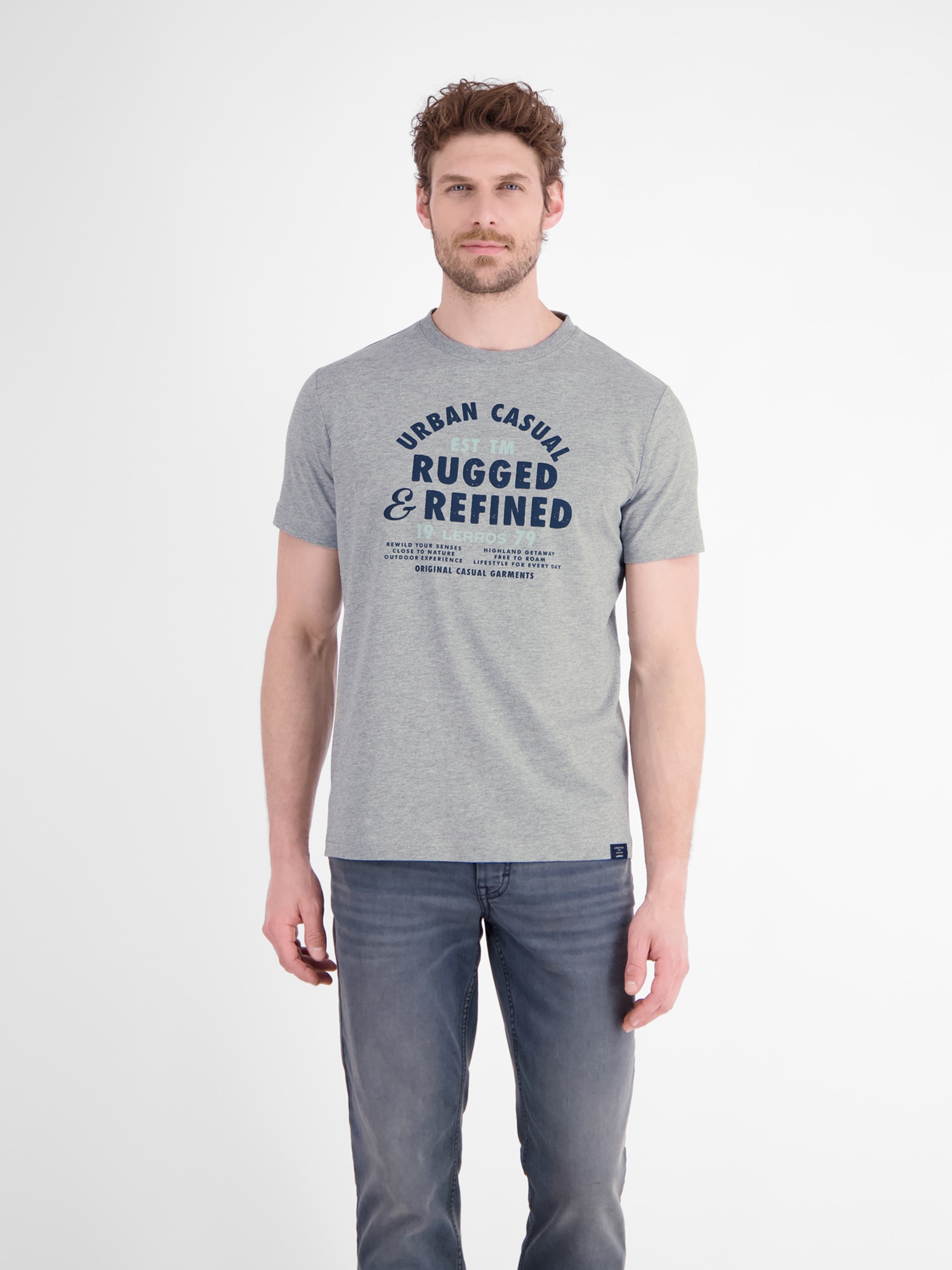 LERROS Rundhalsshirt "T-Shirt aus reiner Baumwolle mit lässigem Slogan-Print"