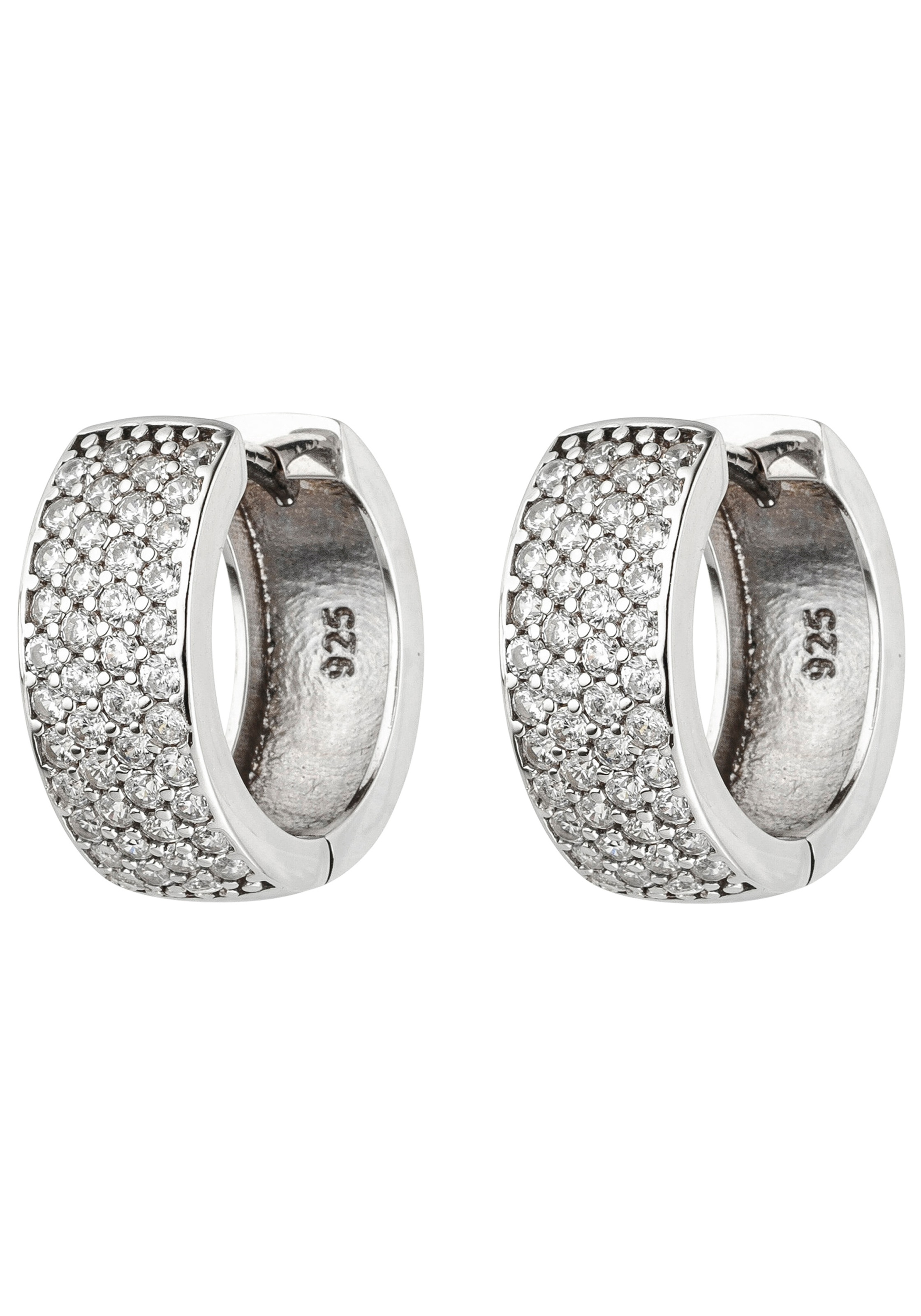 JOBO Paar Creolen 925 Silber mit 84 Zirkonia