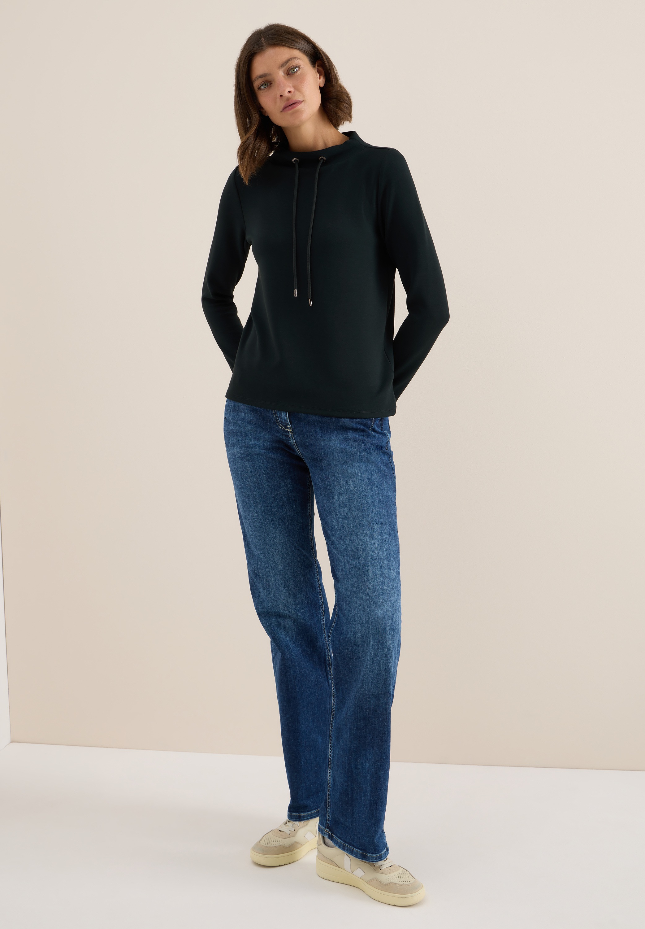 Thumbnail - Cecil Langarmshirt mit Tunnelzugband am Kragen