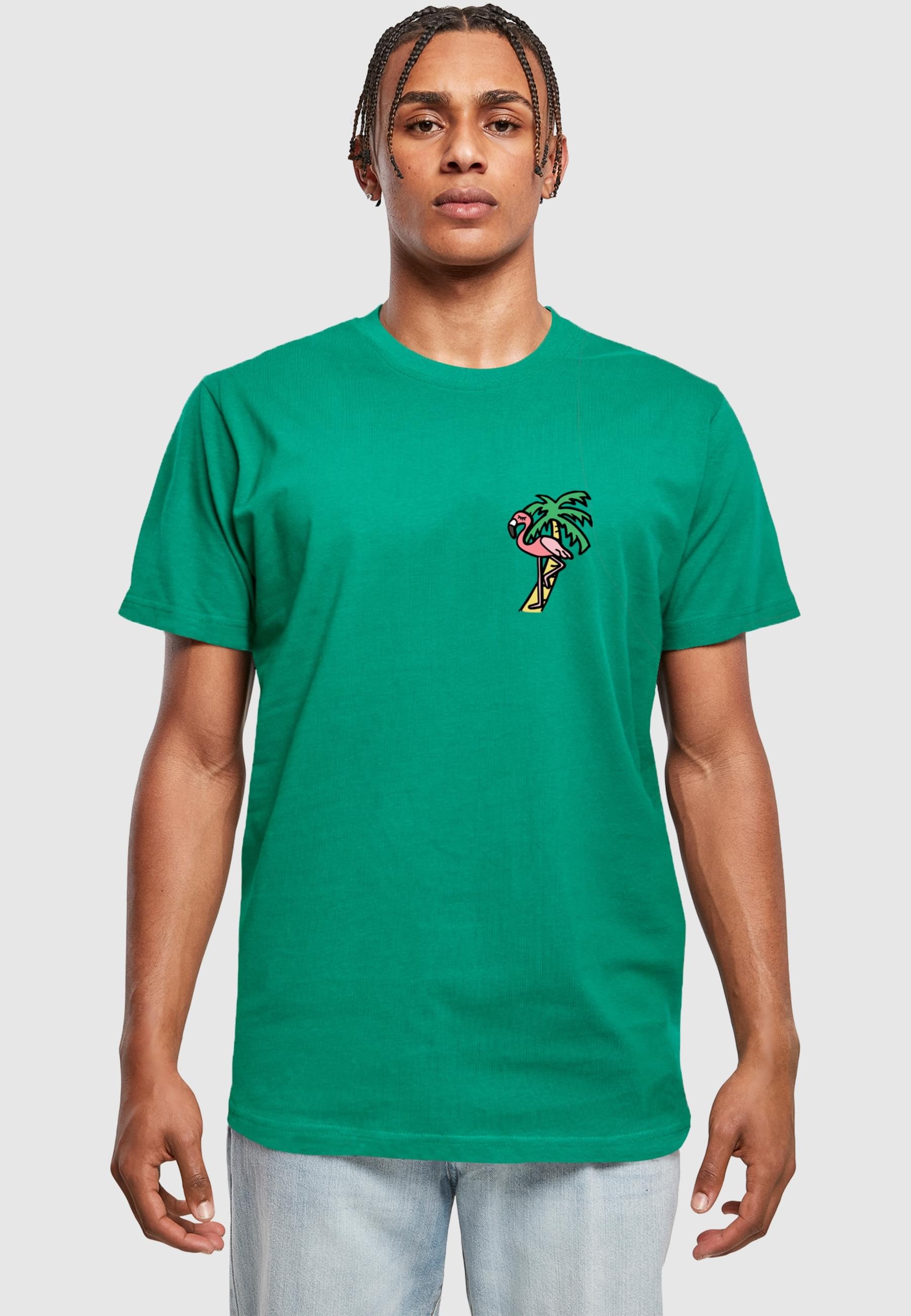 MisterTee Kurzarmshirt »MisterTee Herren Flamingo T-Shirt Round Neck«, (1 tlg.)