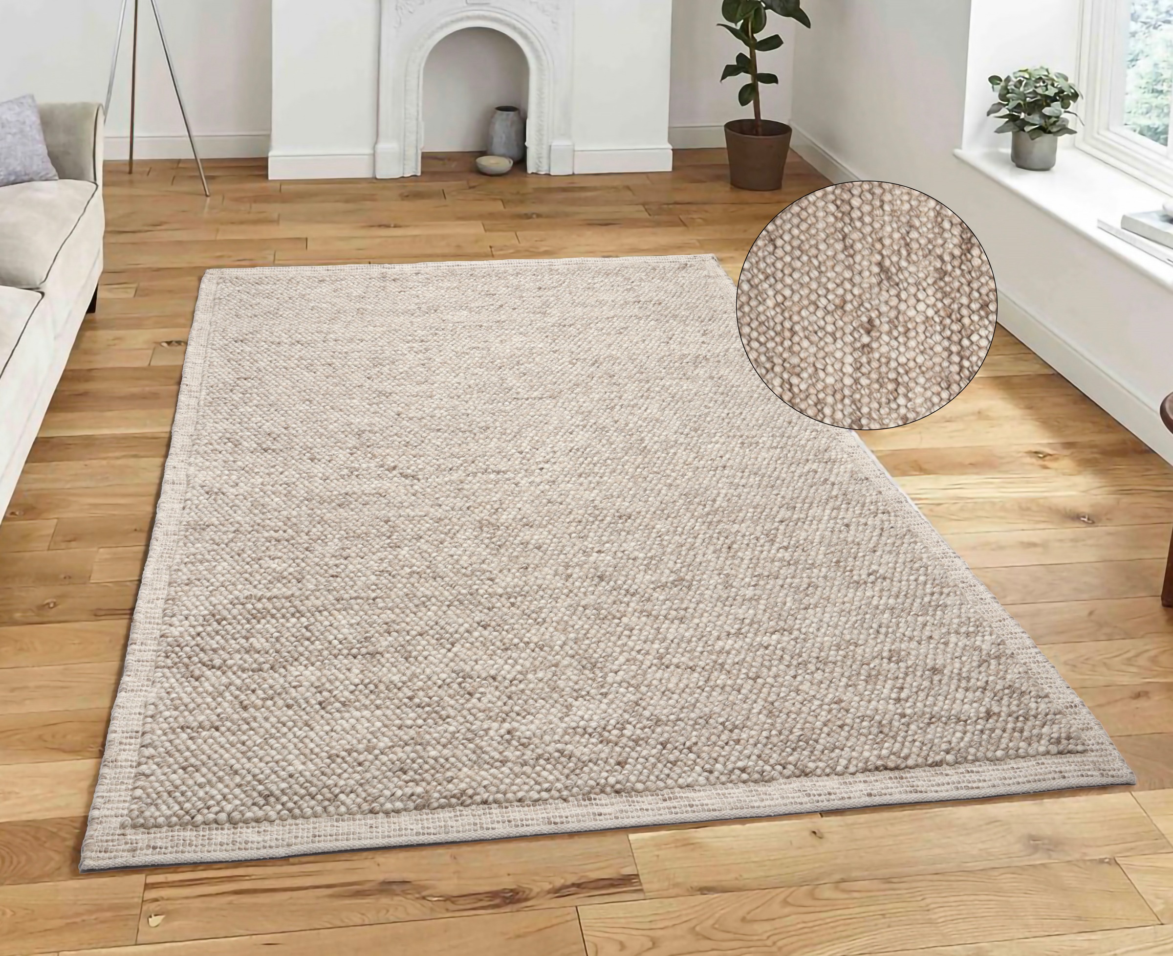 OTTO home Wollteppich "Wolly Rahmen, handgewebt, Wolle" rechteckig 14 mm Hö günstig online kaufen