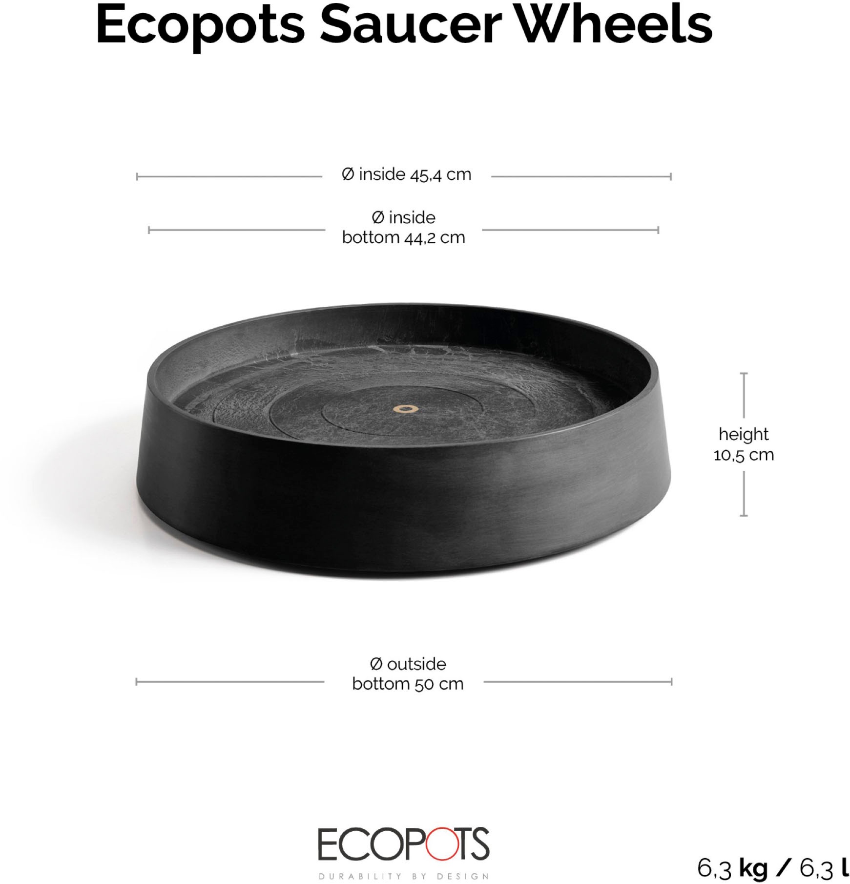 ECOPOTS Topfuntersetzer »mit Rollen Oslo 55 Dunkelgrau« für innen und außen: frostsicher, bruchsicher und lichtbeständig