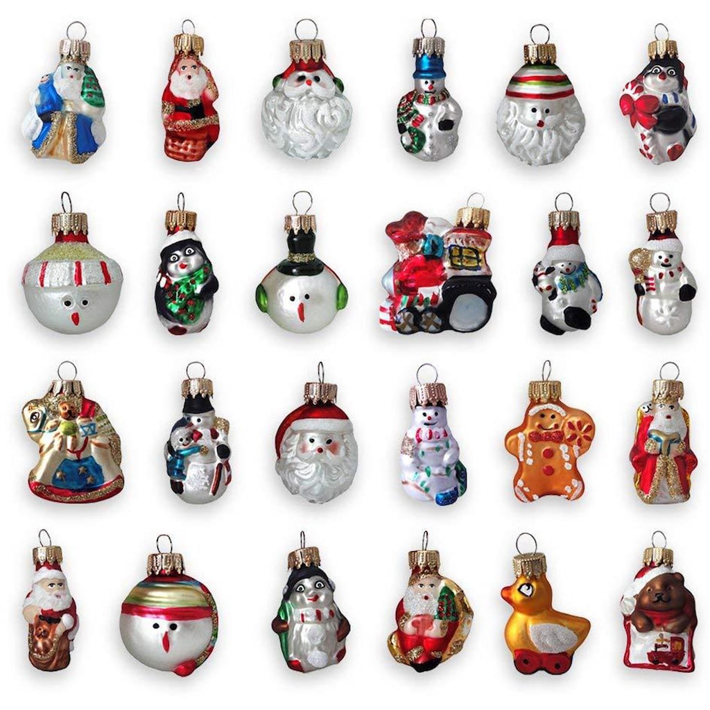 Krebs Glas Lauscha Christbaumschmuck »Minifiguren, Weihnachtsdeko, Christbaumschmuck«, (Set, 24 tlg.), handdekoriert