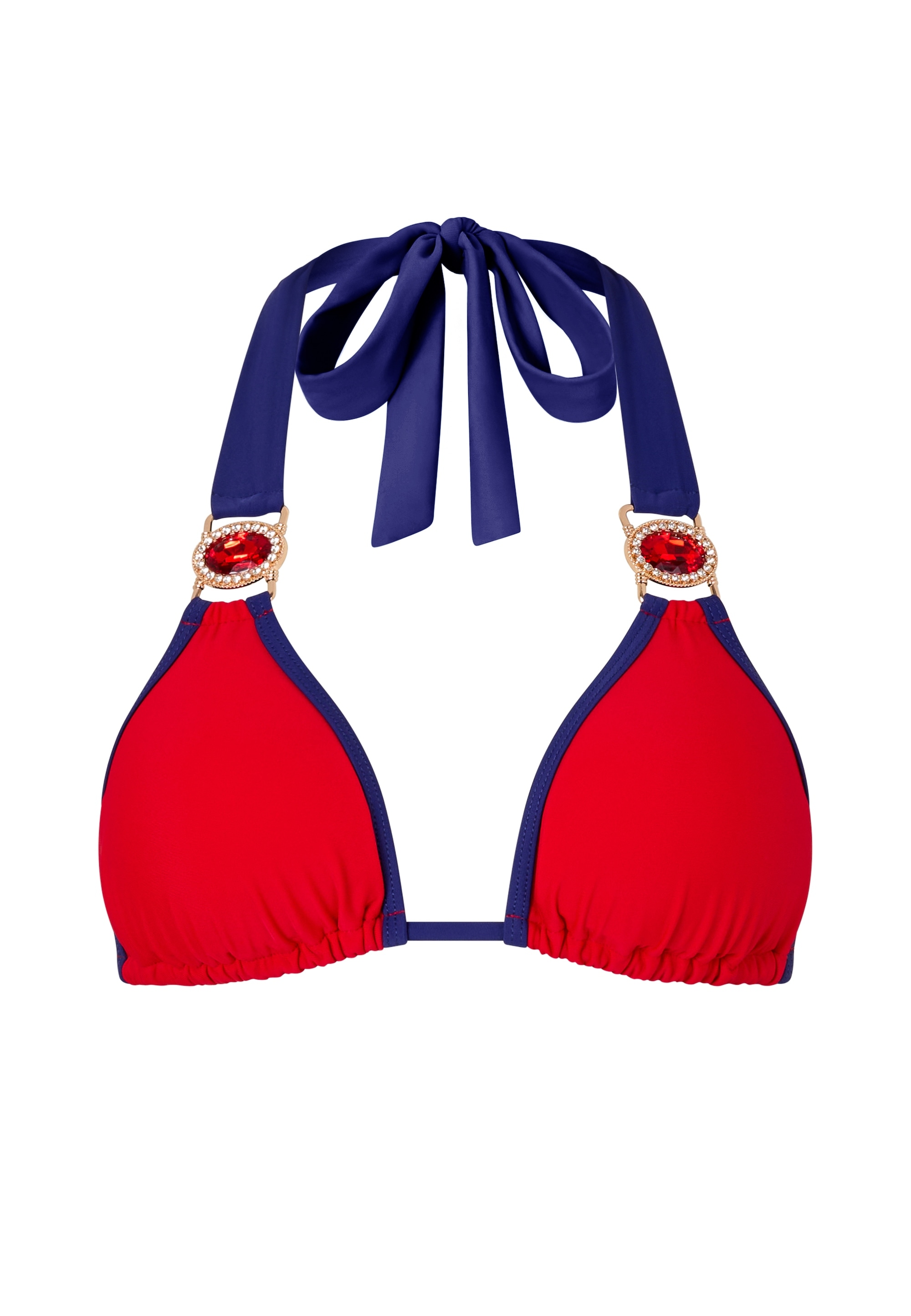 Moda Minx Triangel-Bikini-Top, (1 St.), mit stilvollem Kontrast-Design und Steinbesatz