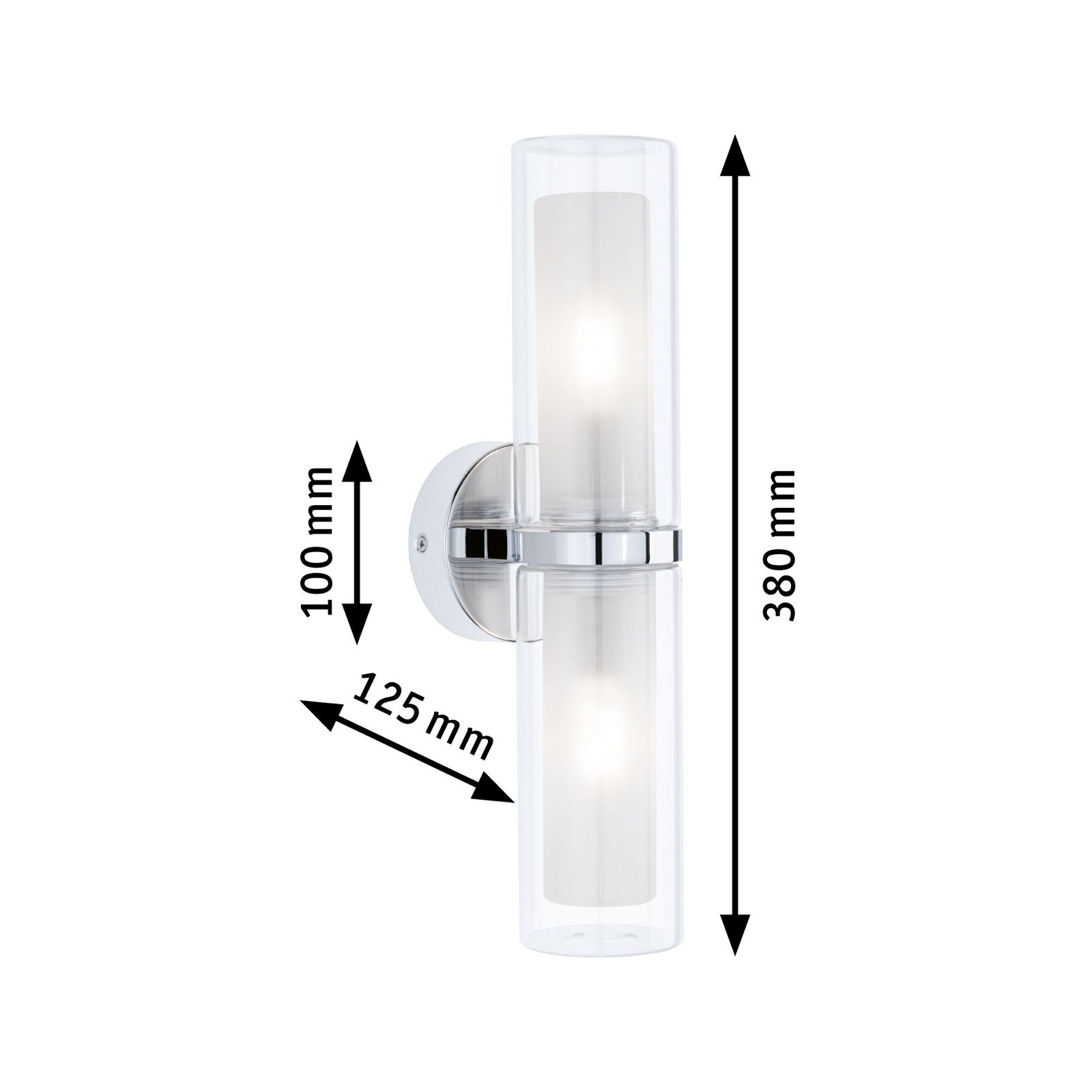 Paulmann Wandleuchte »Selection flammig-flammig, IP44 max. Luena Bathroom 2x20W 230V E14 Glas/Metall«, Chrom | 2 BAUR