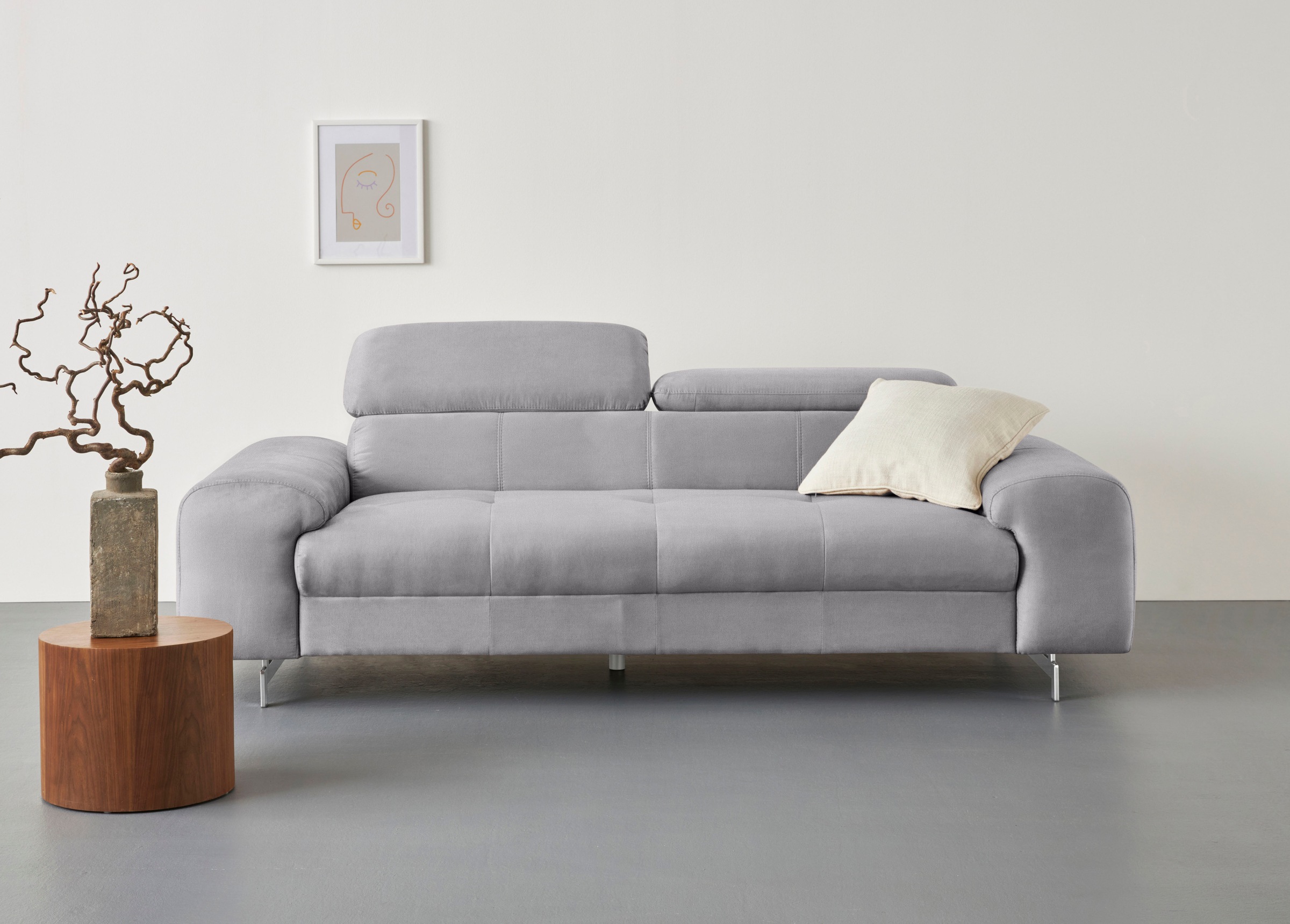 COTTA 3-Sitzer "Chef", Big-Sofa mit Kopfteilverstellung, edle Metallkufen günstig online kaufen