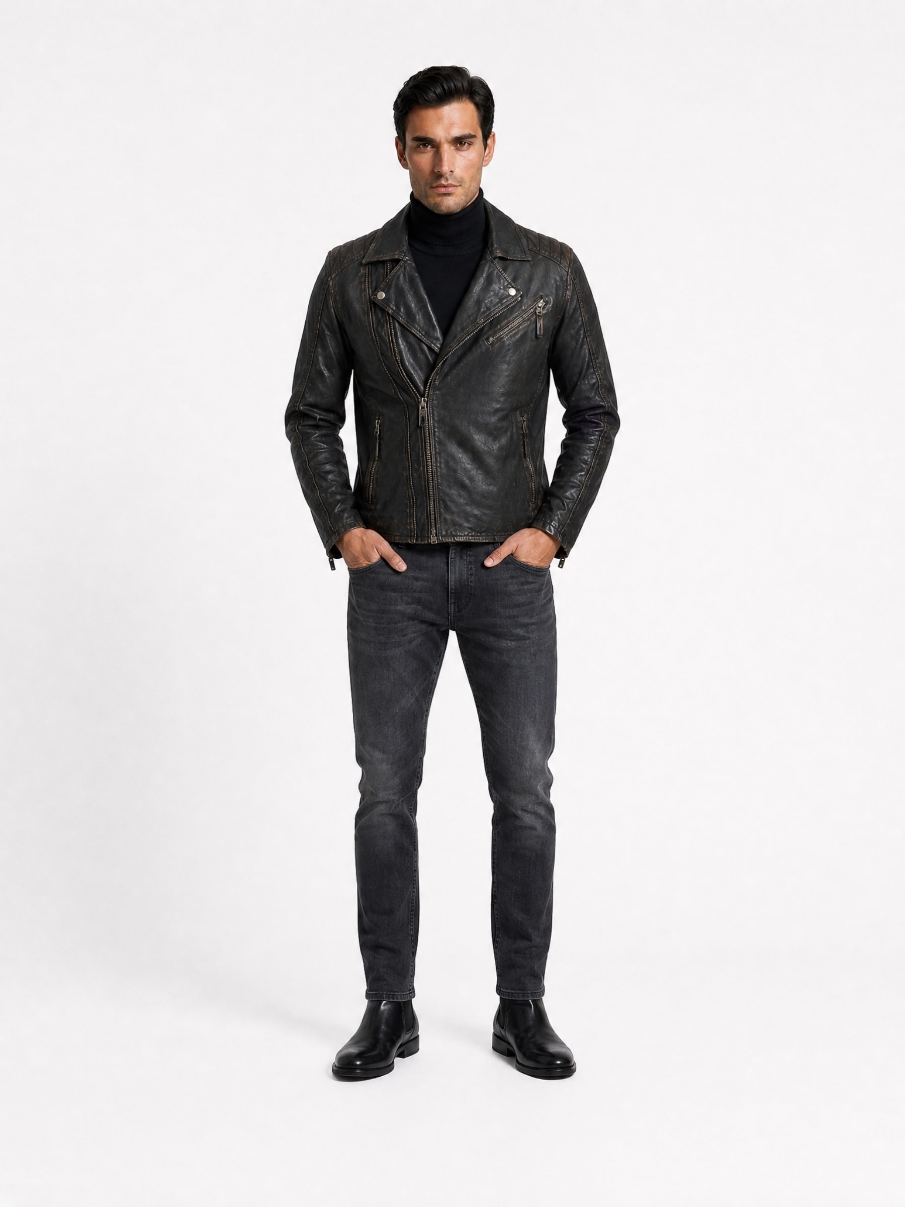 RICANO Bikerjacke »Lederjacke Matteo« ohne Kapuze Handgefertigt aus echtem Leder