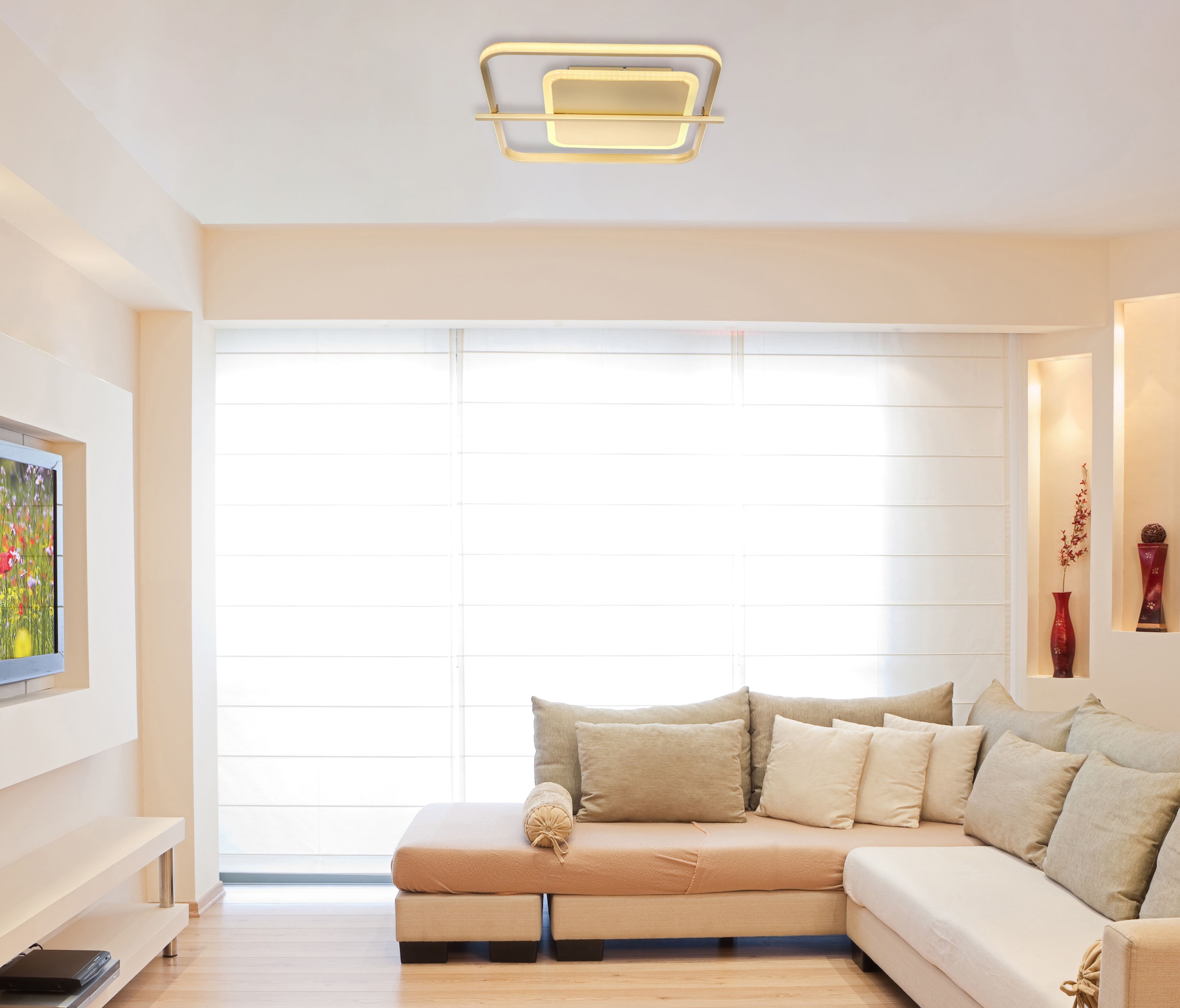 GLOBO LIGHTING LED Deckenleuchte »REBALL«, Leuchtmittel LED-Modul | LED fest integriert, Deckenlampe/LxBxH: 400x360x50mm/Wohnzimmer/Schlafzimmer/modern