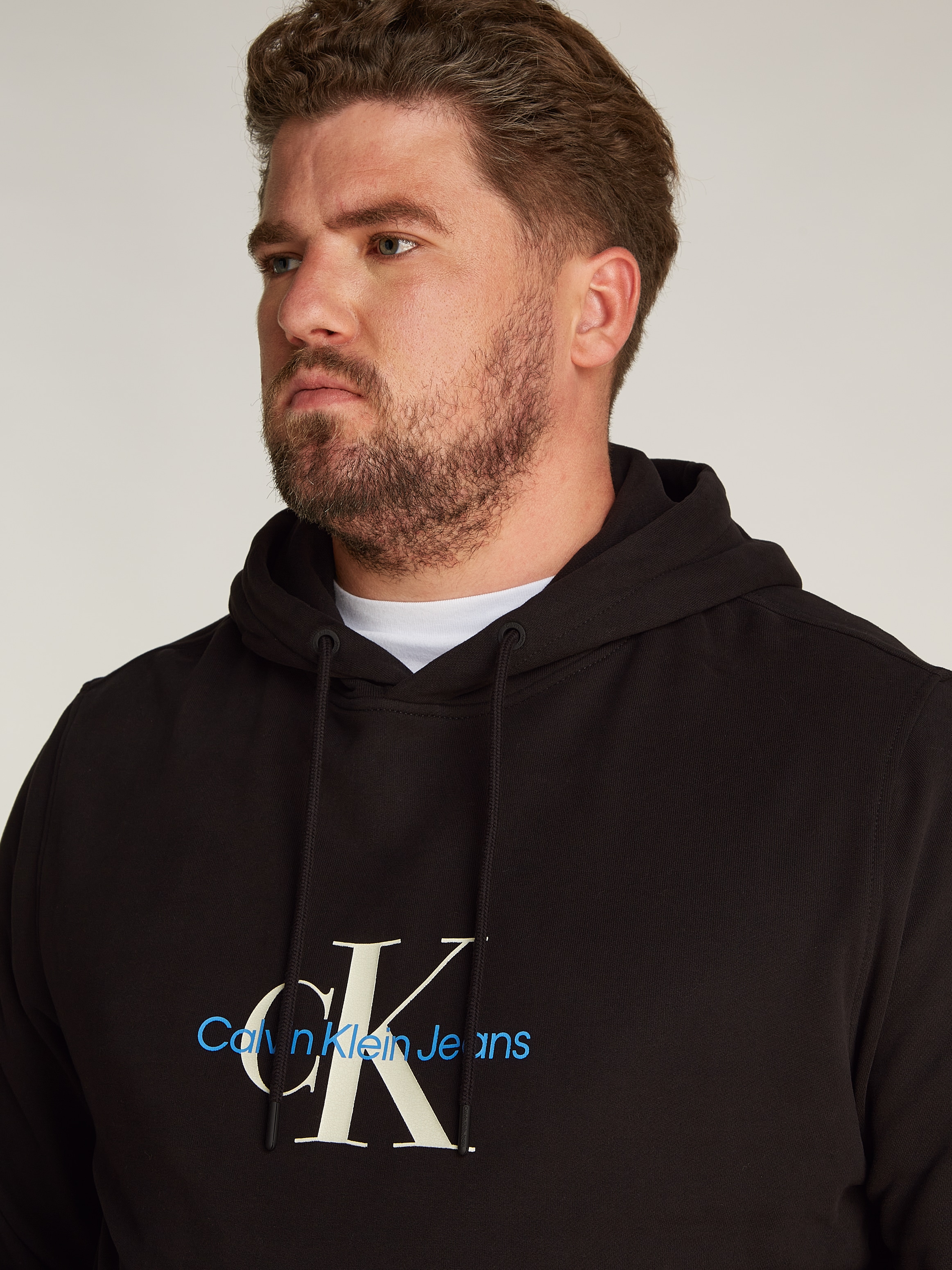 Calvin Klein Jeans Plus Kapuzensweatshirt "Plus Distressed Monologo Hoodie" günstig online kaufen