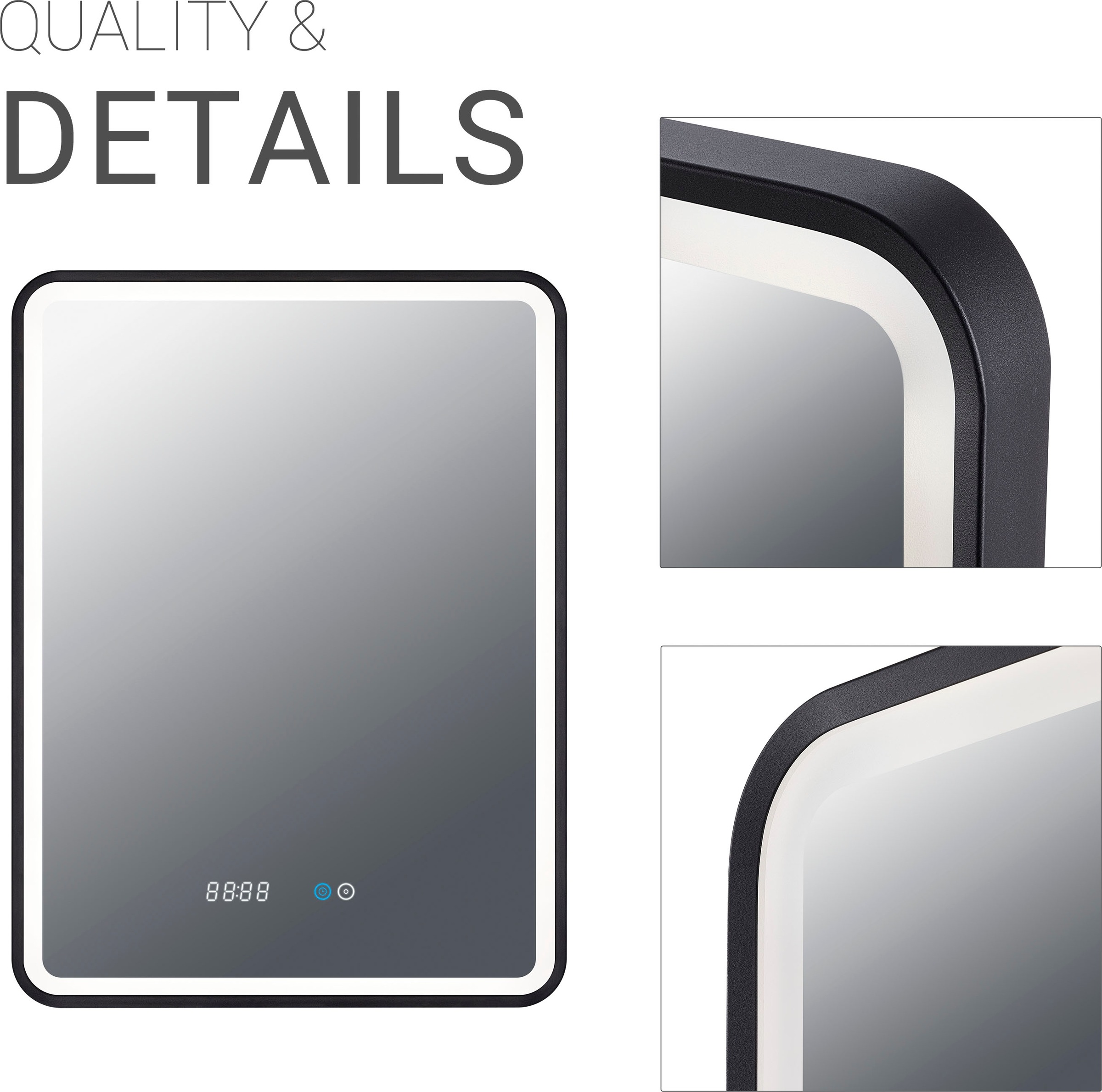 PACO HOME Wandleuchte "MAGGIE", H: 3,9cm, schwarz, Wohnzimmer, Leuchten, LED Spiegellampe Touchschalter Lampe für Bad Badezimmer dimmbar