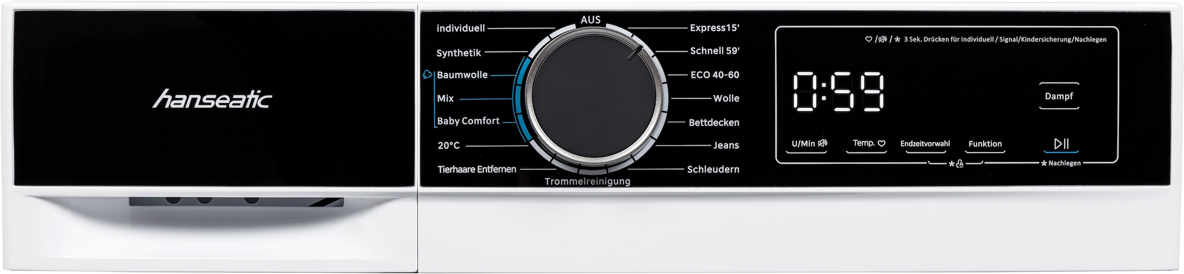 Hanseatic Waschmaschine »HWMA714B«, 7,0 kg, 1400 U/min, Schnellwaschprogramm, Startzeitvorwahl