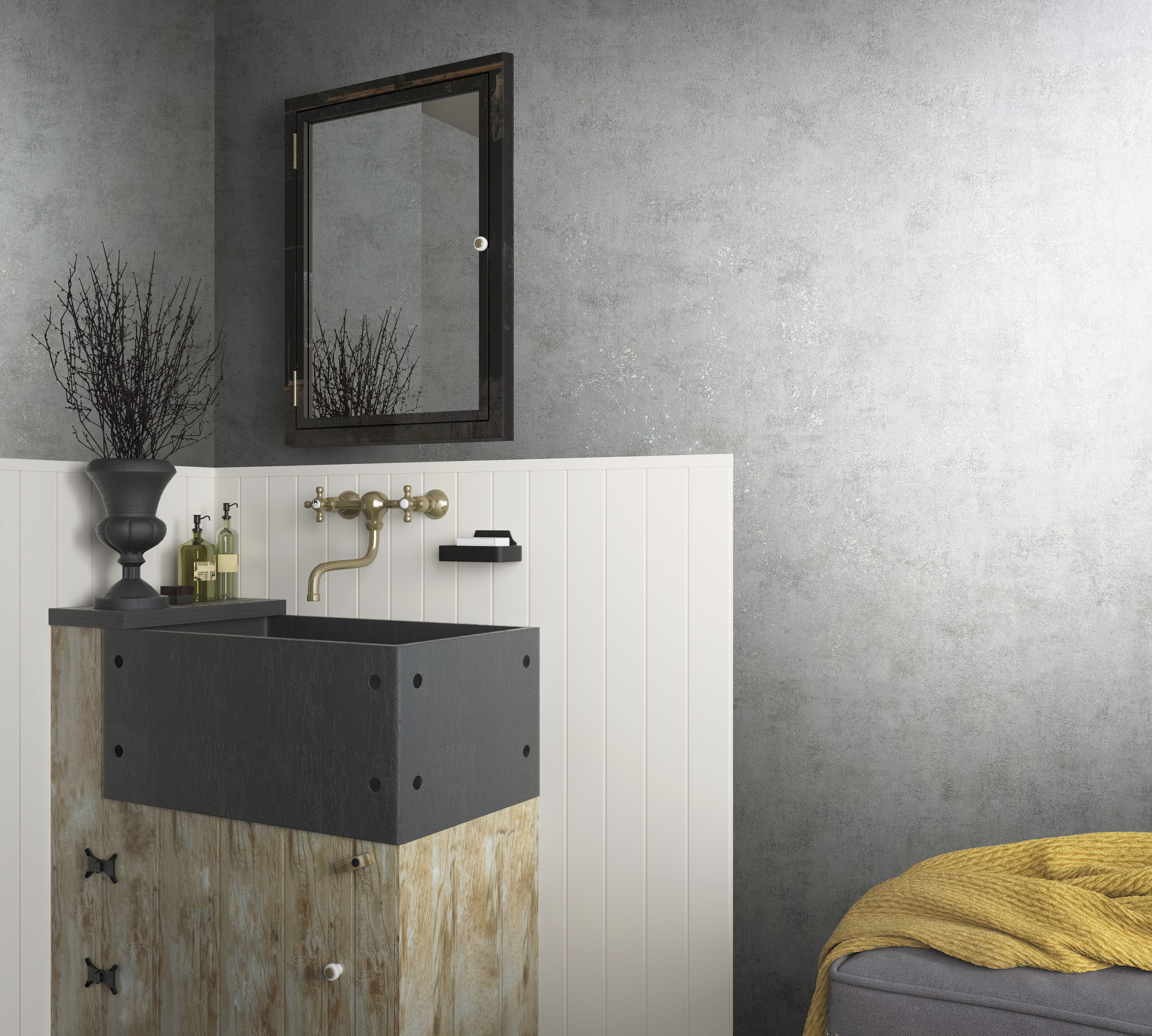 Marburg Vliestapete "Concrete" glänzend strukturiert moderne Tapete für Wohnzimmer Schlafzimmer Küche