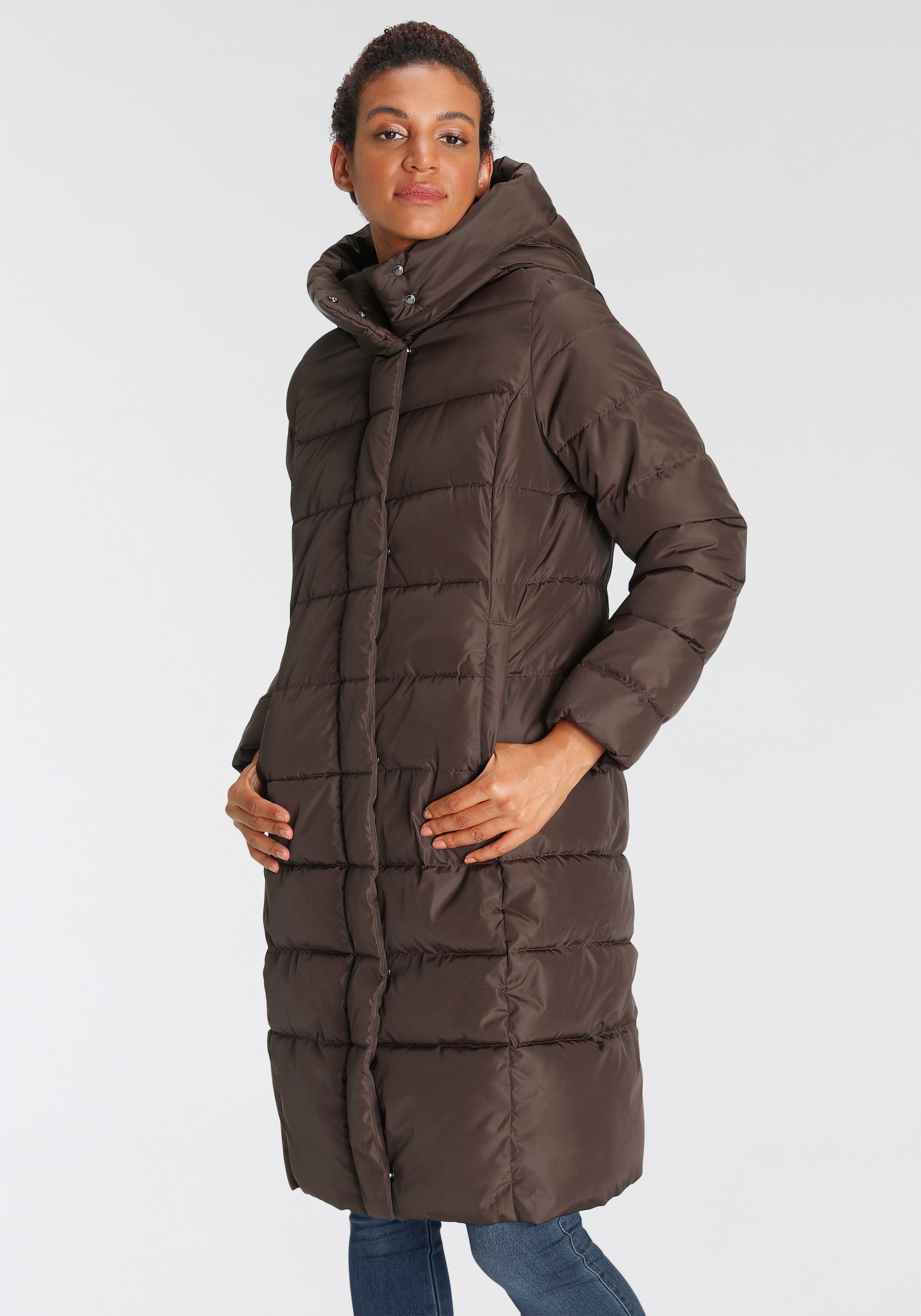 mit »ONLTINA | ONLY bestellen BAUR PUFFER Steppmantel X Kapuze OTW«, LONG COAT