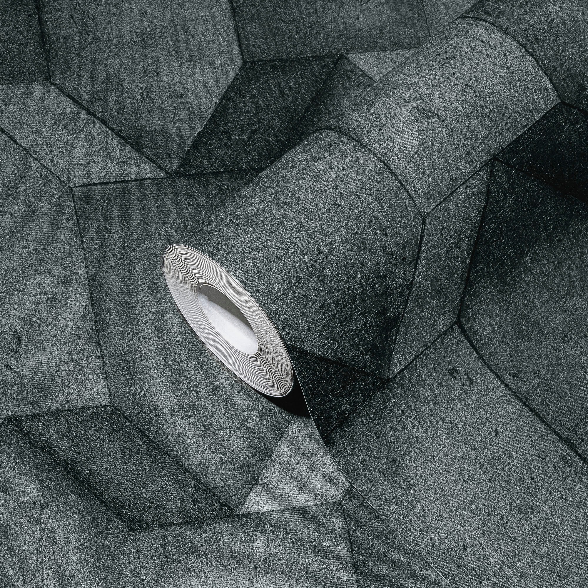 A.S. Création Vliestapete »THE BOS Betonoptik 3D Effekt«, matt-gemustert-neutral, Betonoptik 3D Effekt Tapeten Wohnzimmer Schlafzimmer Küche Anthrazit