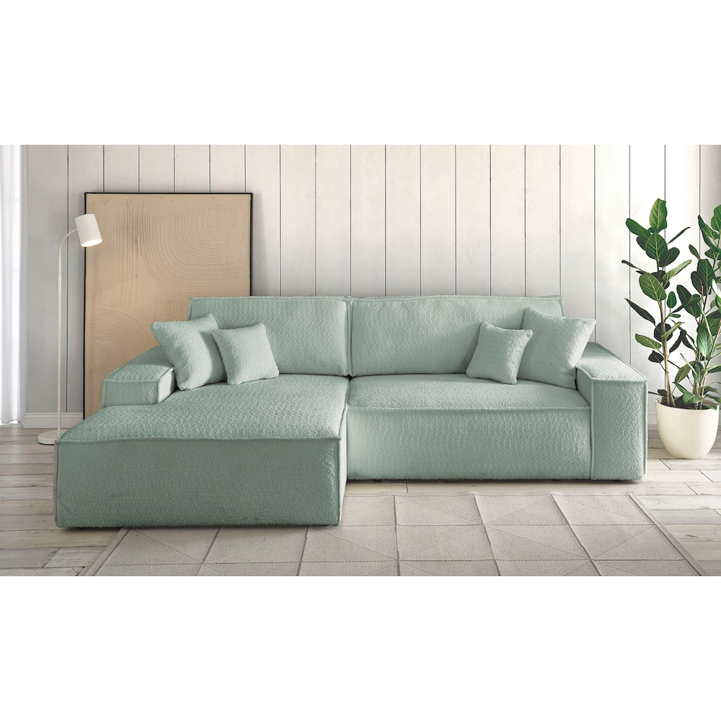 andas Ecksofa »Finnley Schlafsofa 267 cm in Bouclé u. Struktur fein«