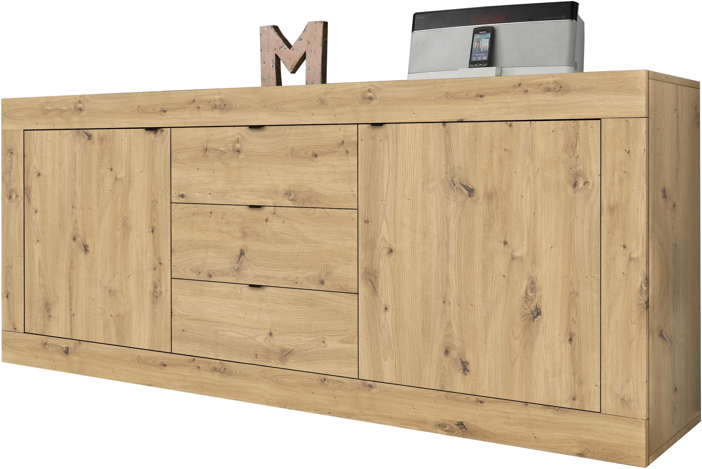 INOSIGN Sideboard »Basic Breite 210 cm, Kommode 2 Türen, 3 Schubkästen, Anrichte,«, Metallgriff, moderne Rahmenoptik, viel Stauraum, Farbauswahl