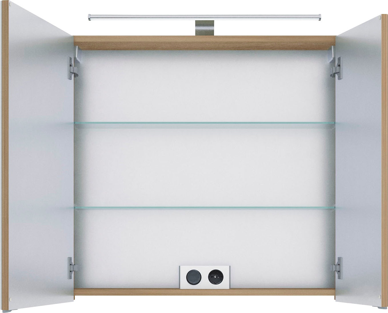 Saphir Badmöbel-Set »6005 Sprint 3-teilig, Keramik-Waschtisch mit LED-Spiegelschrank«, (4 St.), Midischrank, inkl. Türdämpfer, 3 Türen, 4 Schubladen, Bad-Set
