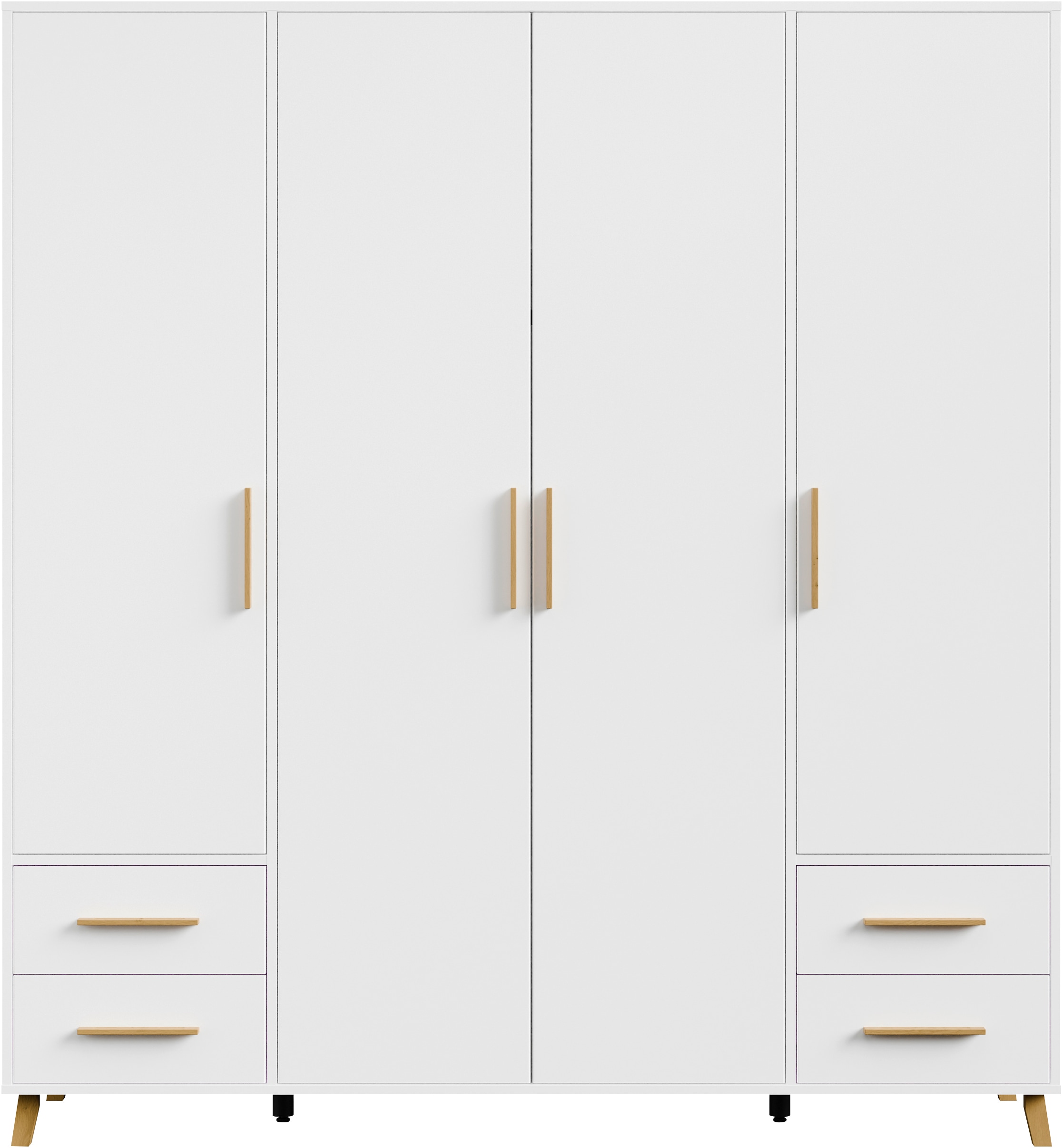 rauch Drehtürenschrank »Kleiderschrank Schrank Garderobe Wäscheschrank SHINJO«, (in 3 verschiedenen Ausstattungen BASIC/CLASSIC/PREMIUM), Griffe und Füße aus Massivholz mit 2 Schubladen MADE IN GERMANY