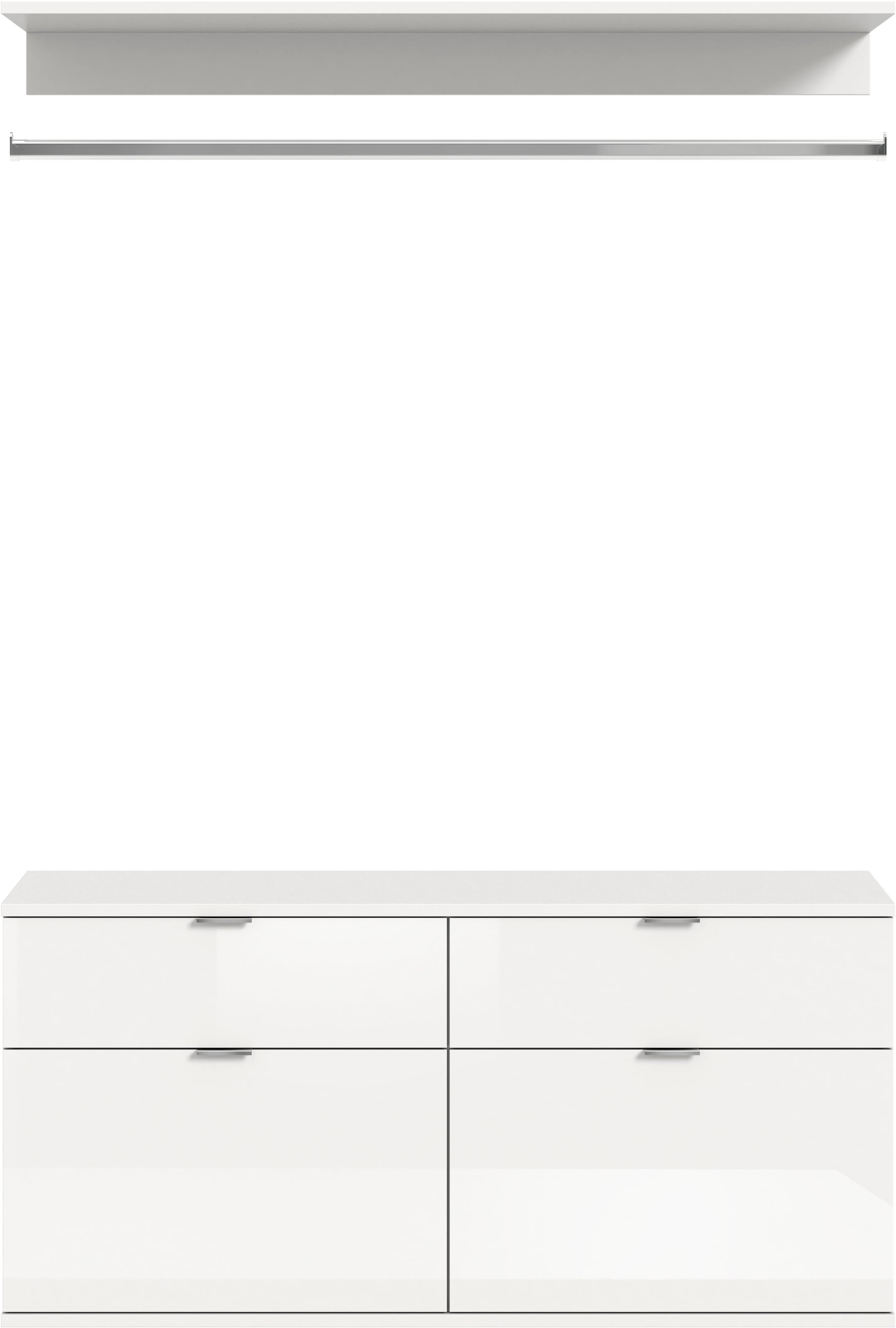 INOSIGN Garderoben-Set »Trondheim, Breite 121 cm, best. aus Kommode, Garderobenstange & Ablage«, (3 St.), Zwischenbauelement für Hochschränke der Serie Trondheim